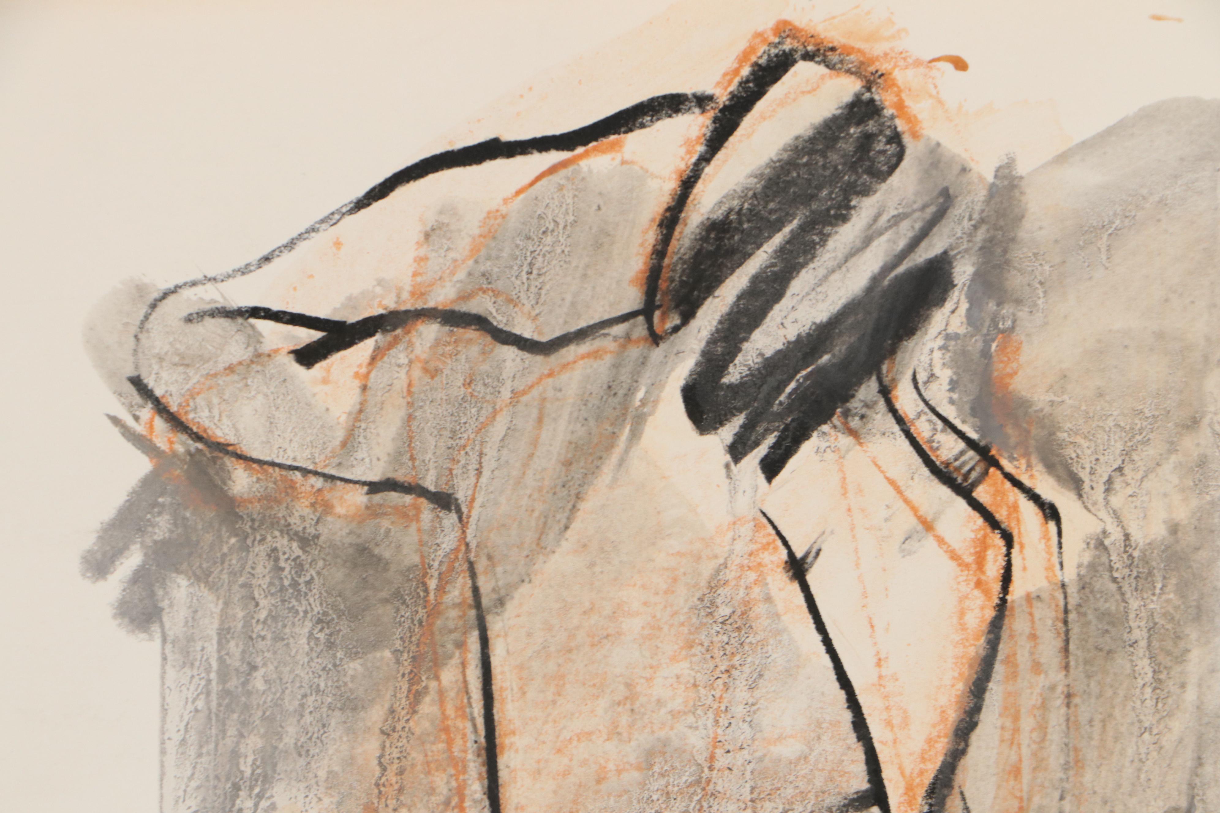 Jack Meanwell Pastel and Wash Drawing of Female Nude, 1978