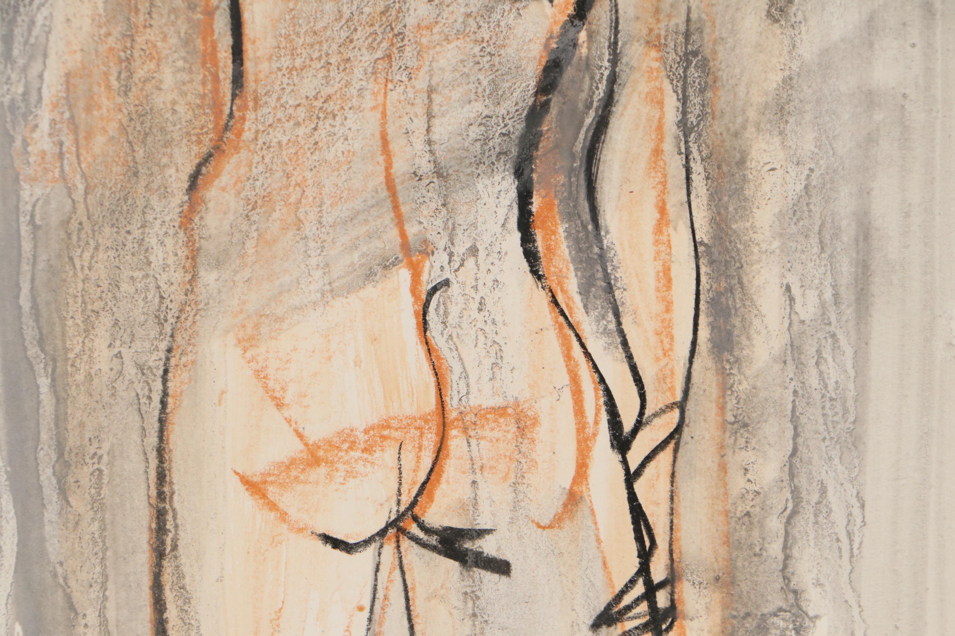 Jack Meanwell Pastel and Wash Drawing of Female Nude, 1978