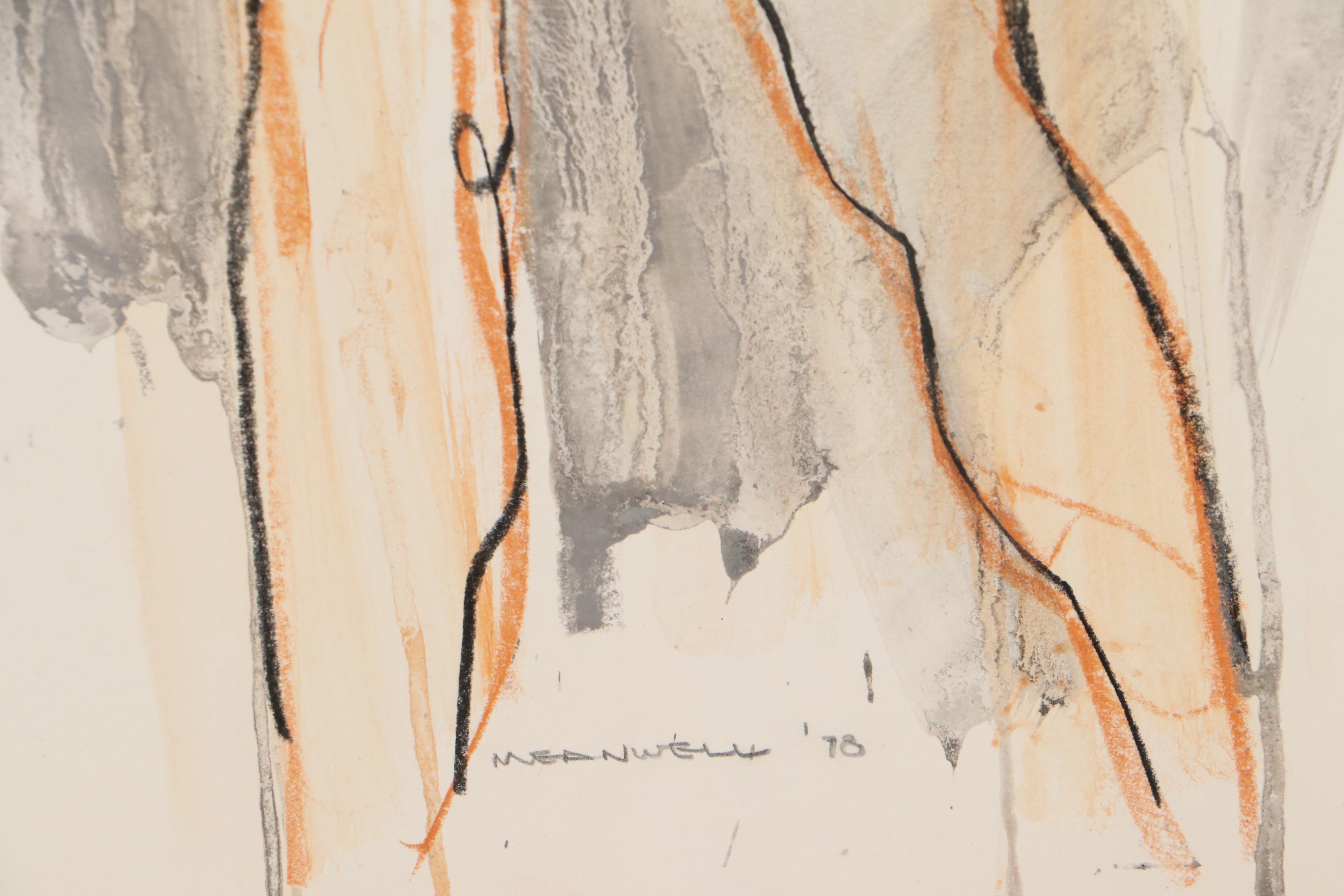 Jack Meanwell Pastel and Wash Drawing of Female Nude, 1978