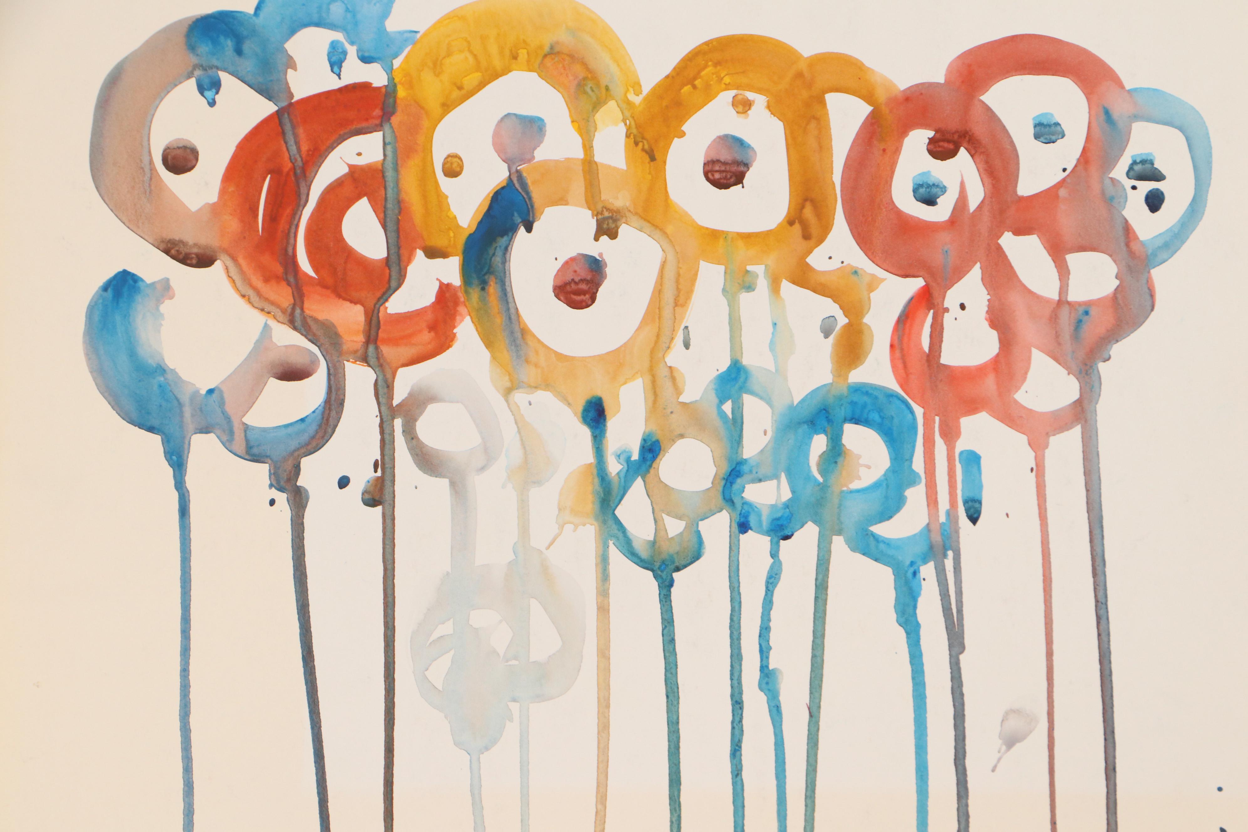 Jack Meanwell Abstract Watercolor Painting, 1978