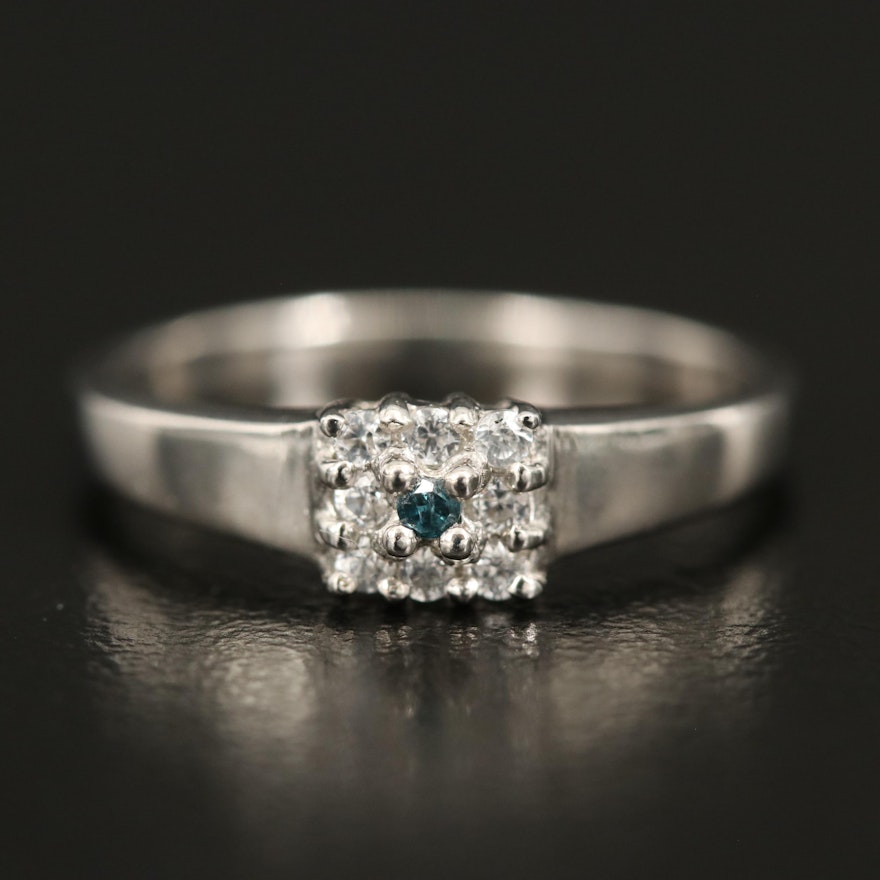 Sterling Diamond and Zircon Ring