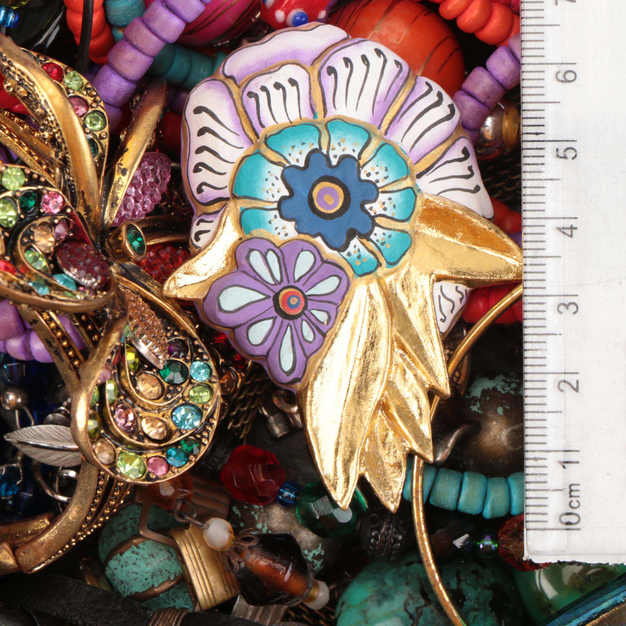 Jewelry Grouping Including Laurel Burch Necklace and Brooch