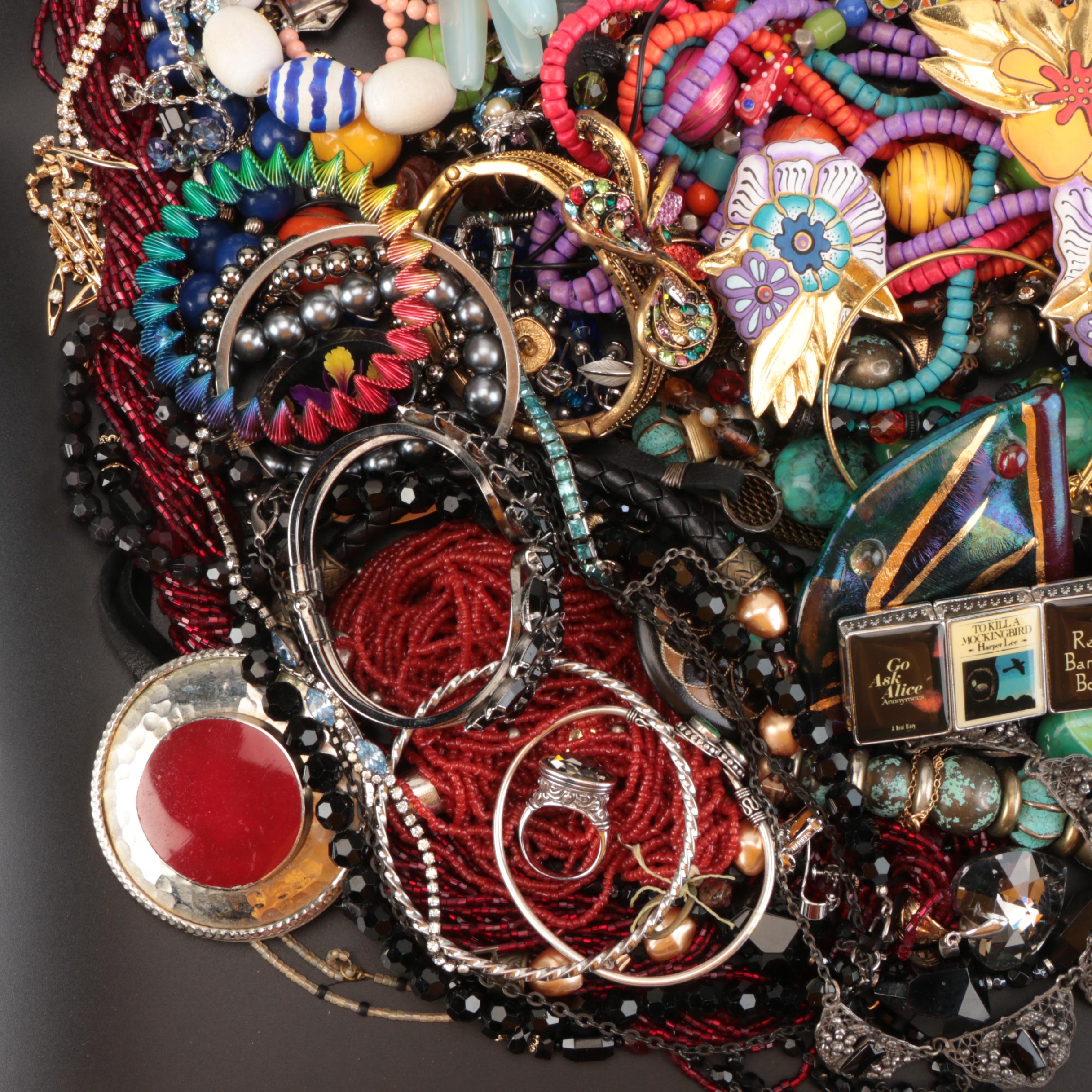 Jewelry Grouping Including Laurel Burch Necklace and Brooch