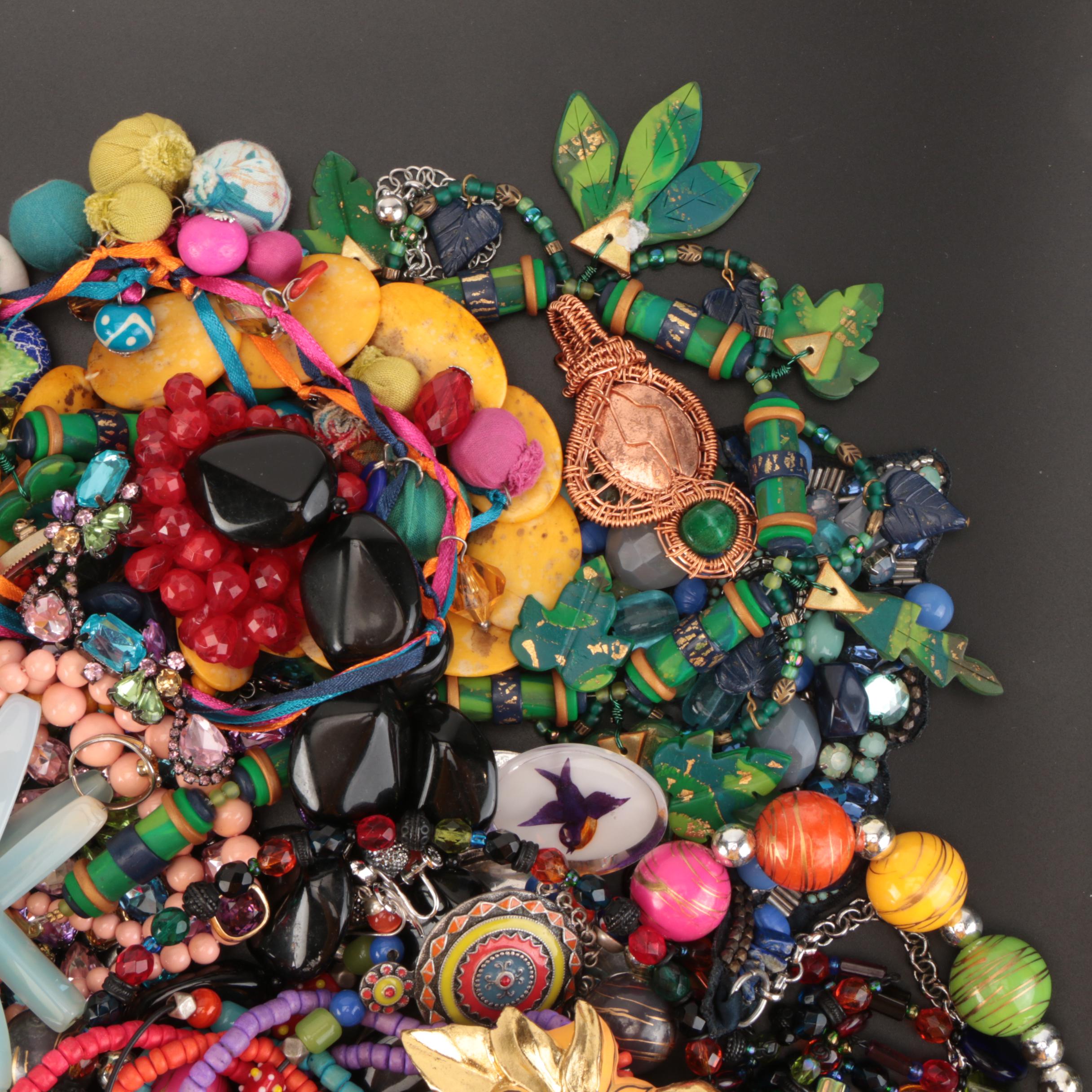 Jewelry Grouping Including Laurel Burch Necklace and Brooch