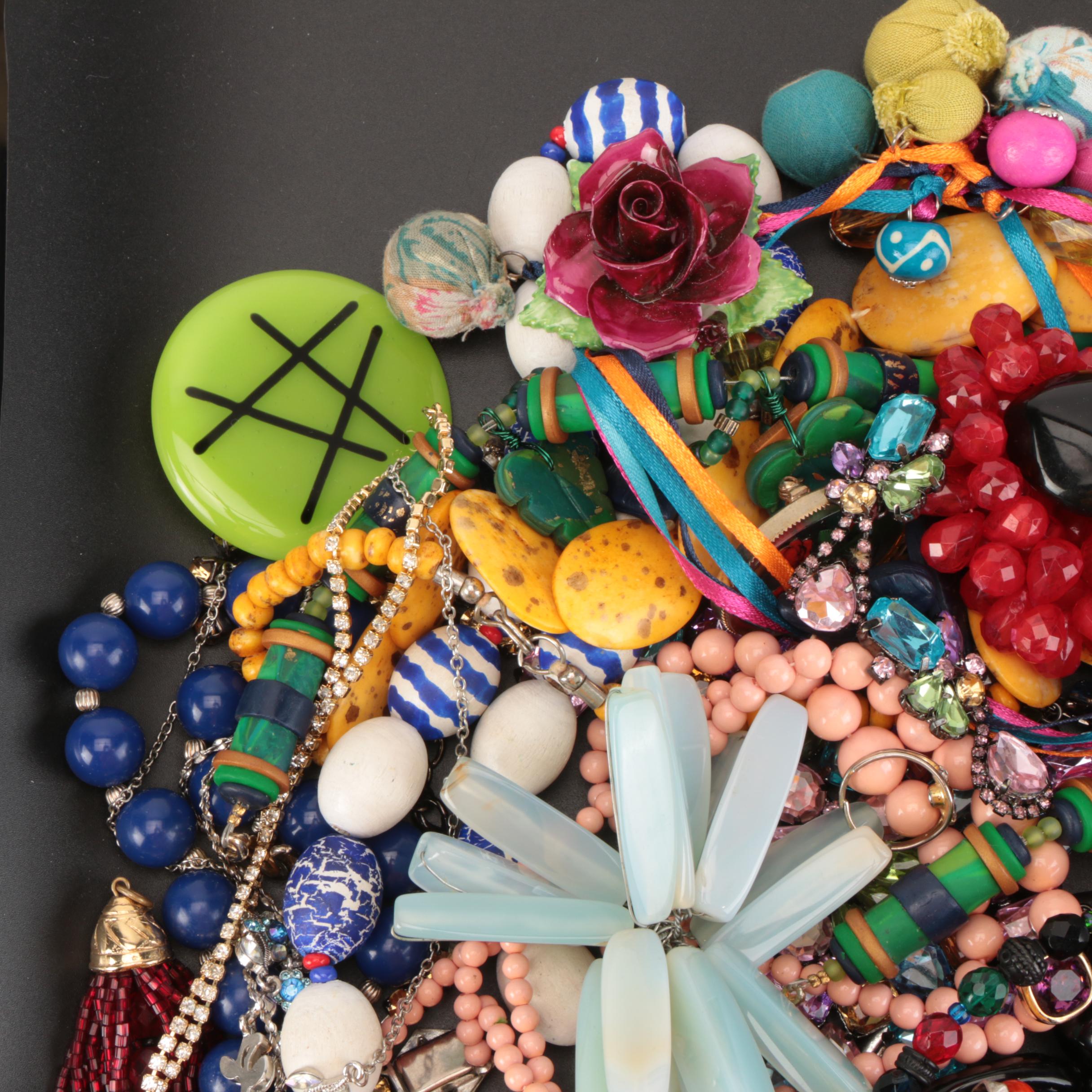 Jewelry Grouping Including Laurel Burch Necklace and Brooch
