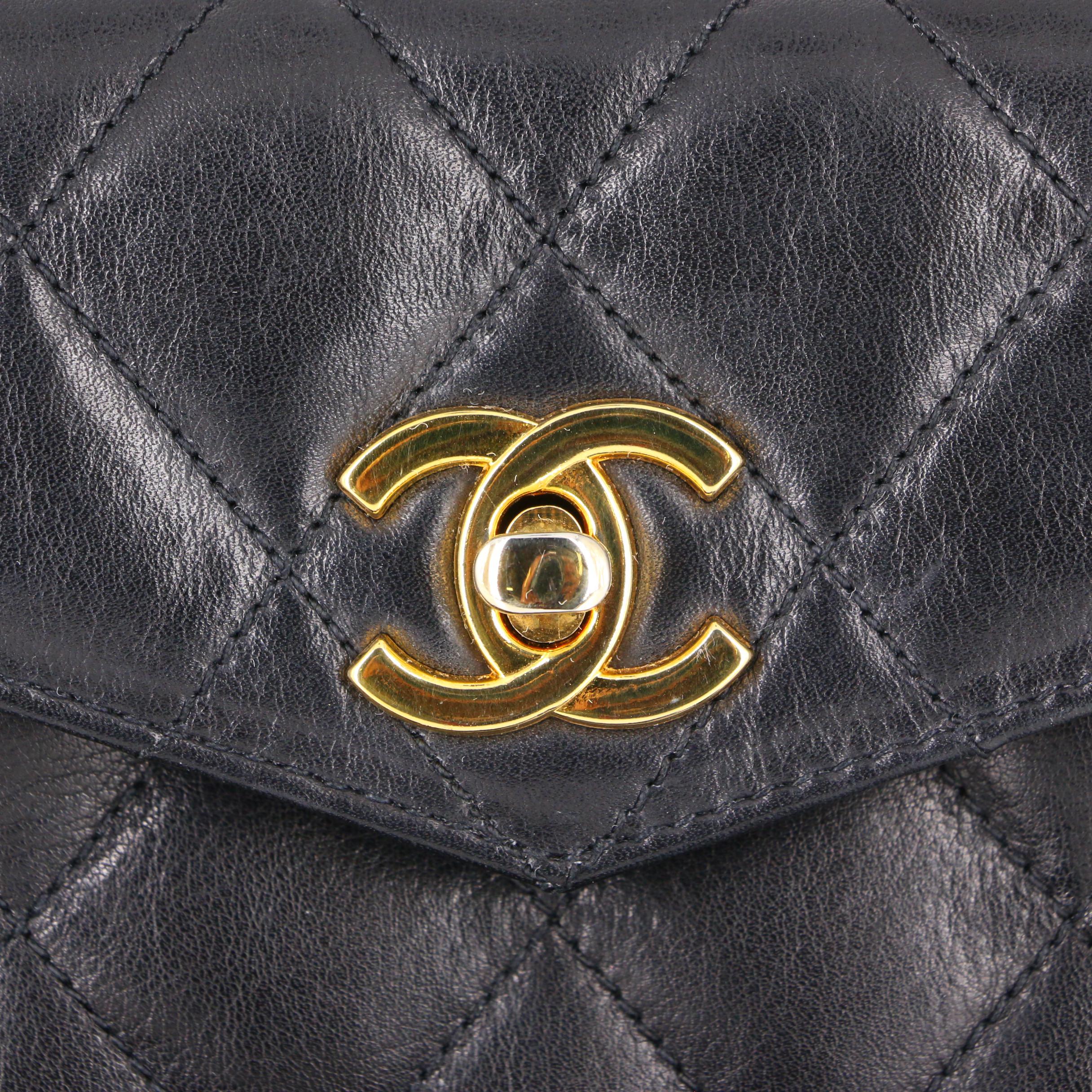 Chanel CC Envelope Belt Bag in Black Quilted Lambskin