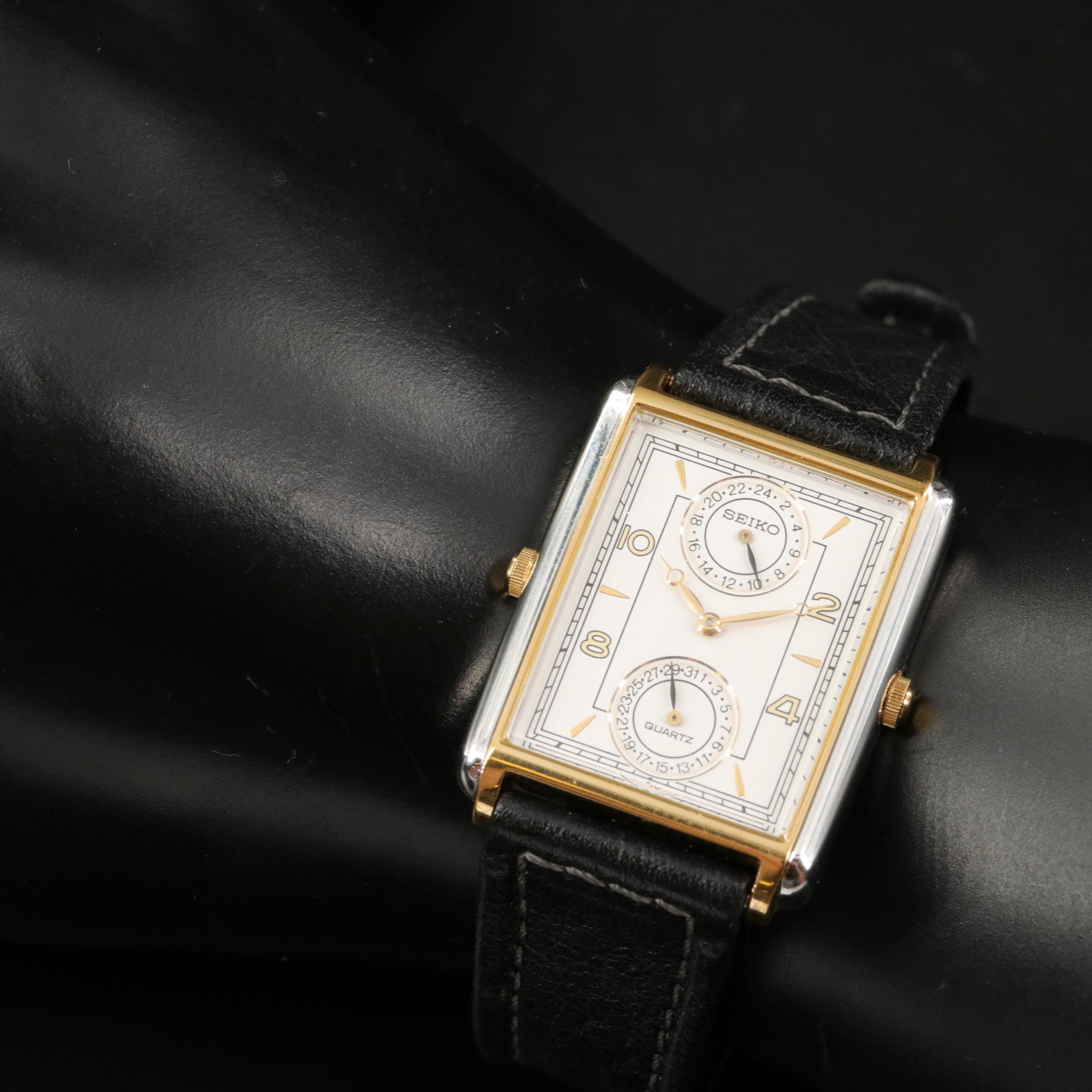 Vintage Seiko 7F22-5019 Dual Time Two Tone Quartz Watch