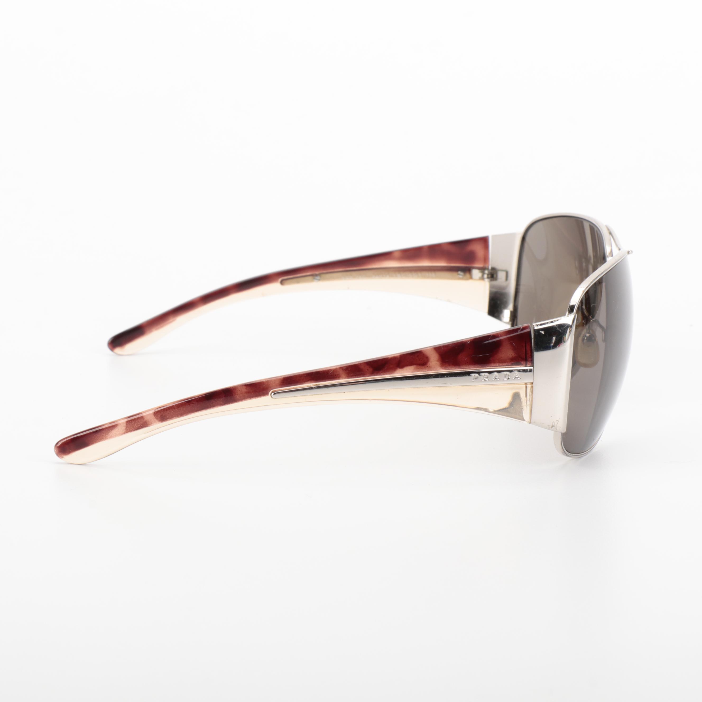 Prada SPR75G Metal and Havana Frame Dark Grey Lens Sunglasses