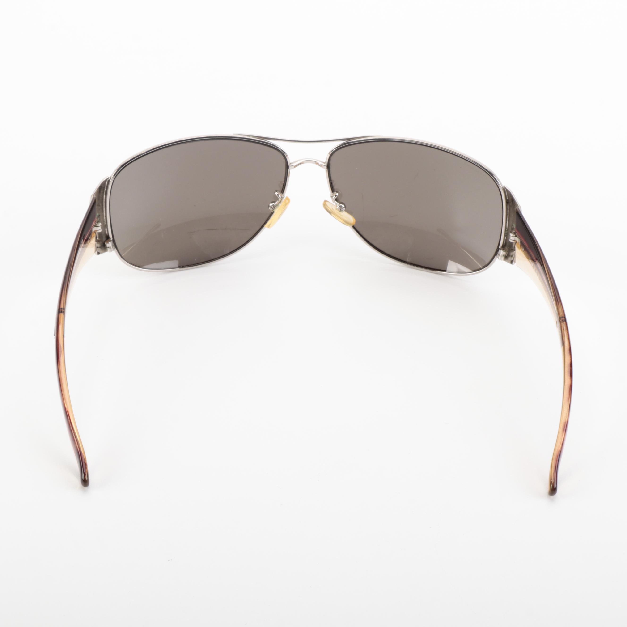 Prada SPR75G Metal and Havana Frame Dark Grey Lens Sunglasses