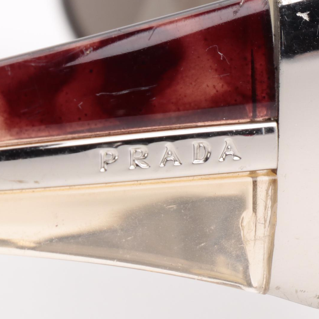 Prada SPR75G Metal and Havana Frame Dark Grey Lens Sunglasses