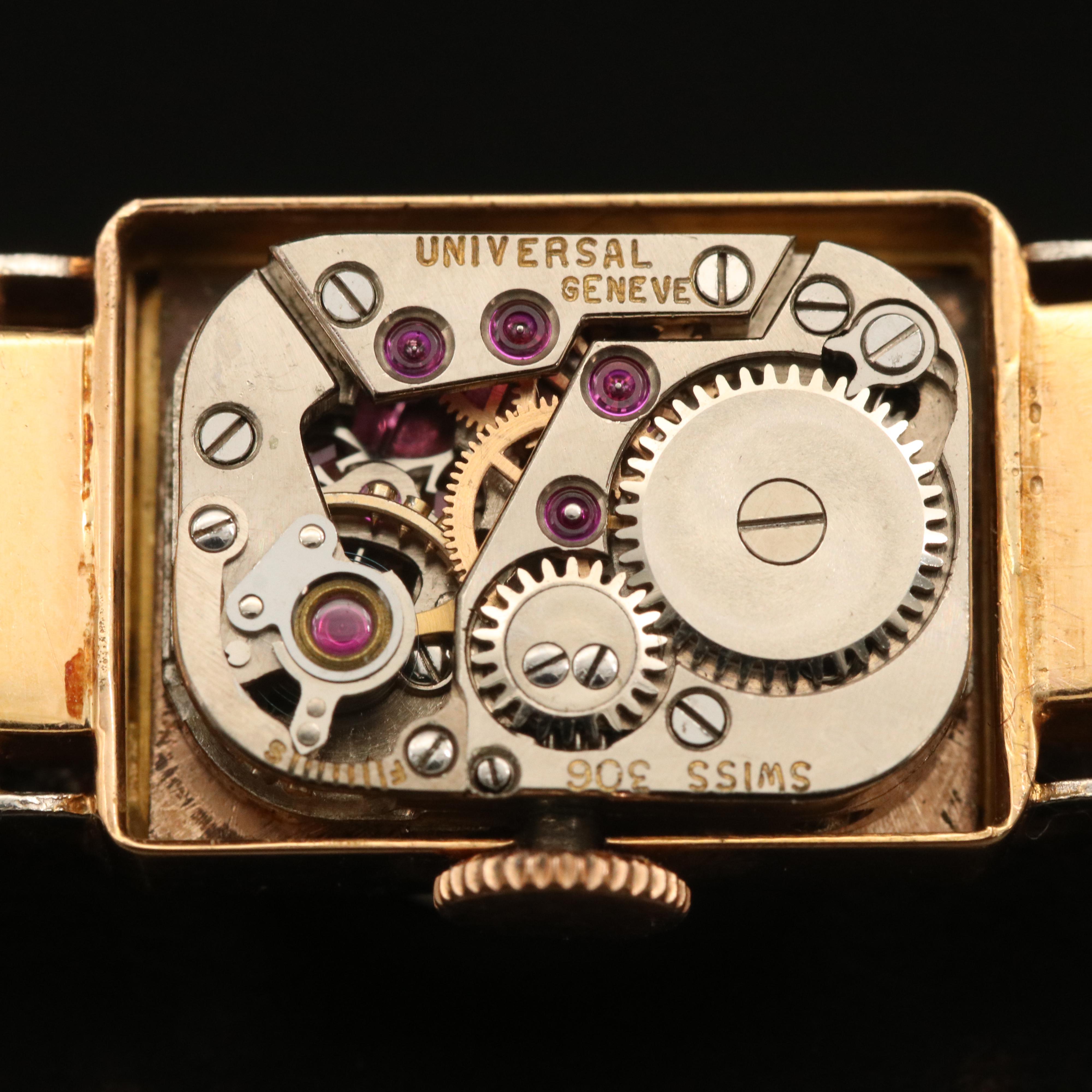 18K Universal Geneve Diamond and Ruby Watch