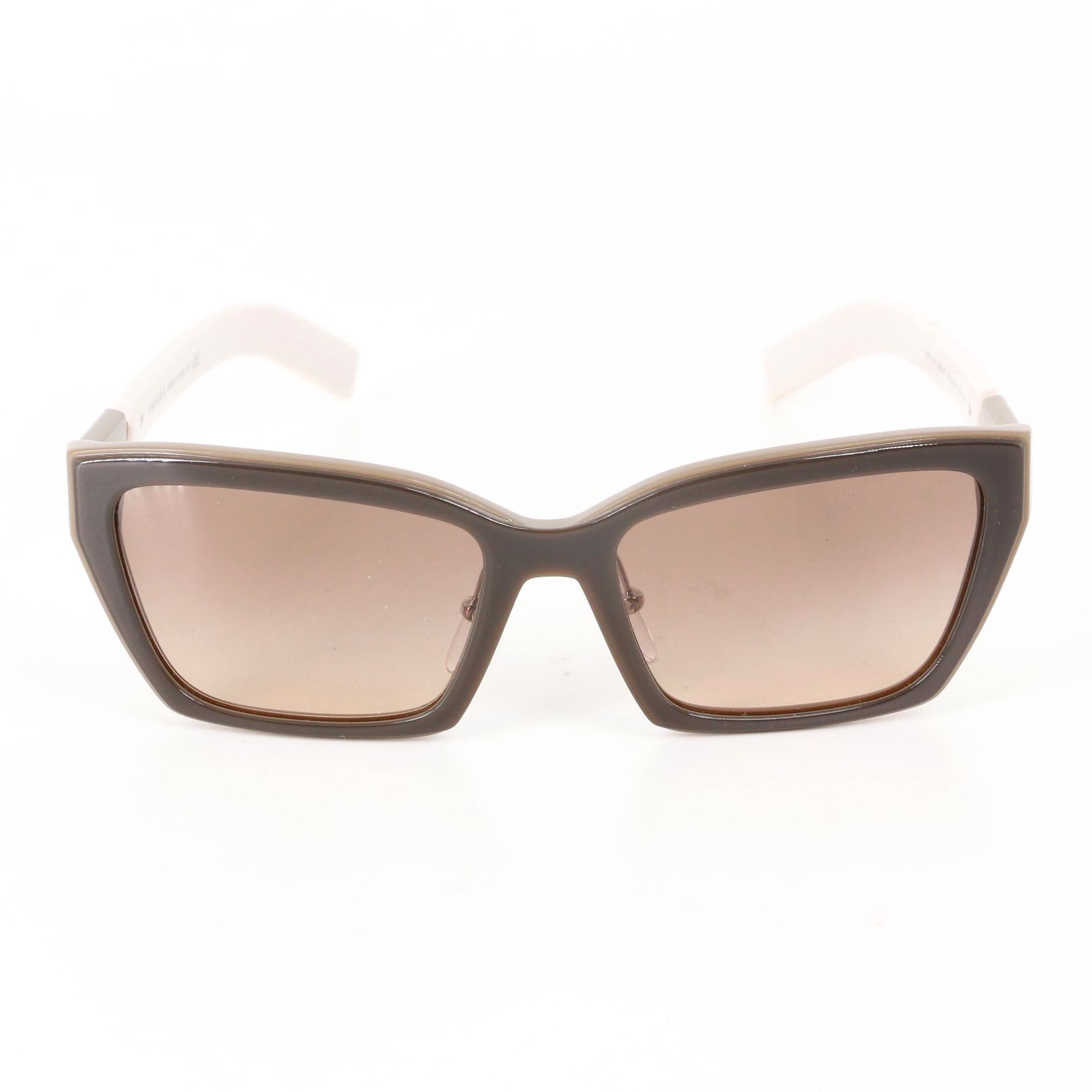 Prada SPR 14X Modified Cat-Eye Taupe/Off-White Frame Gradient Lens With Case