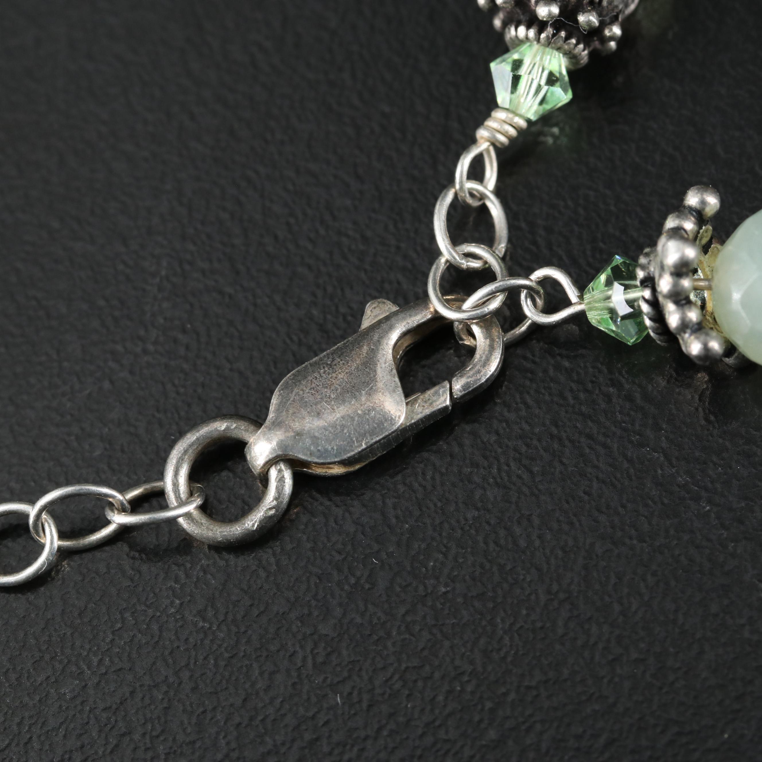 Agate and Tiger's Eye Beaded Station Necklaces Including Sterling