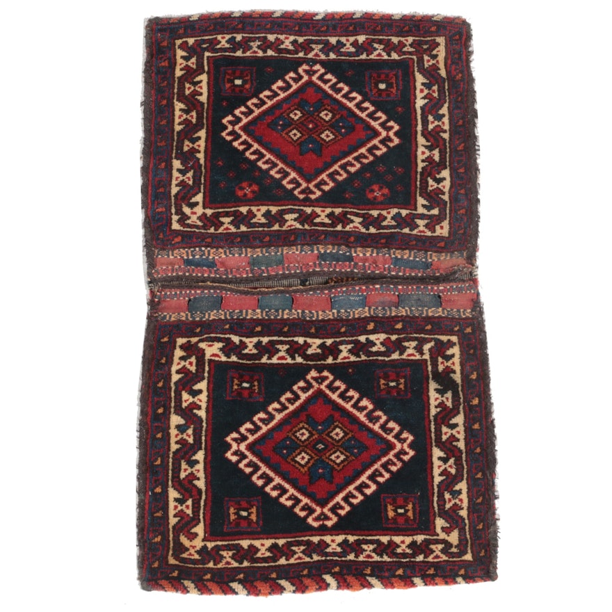1'11 x 3'6 Hand-Knotted Persian Qashqai Saddlebag