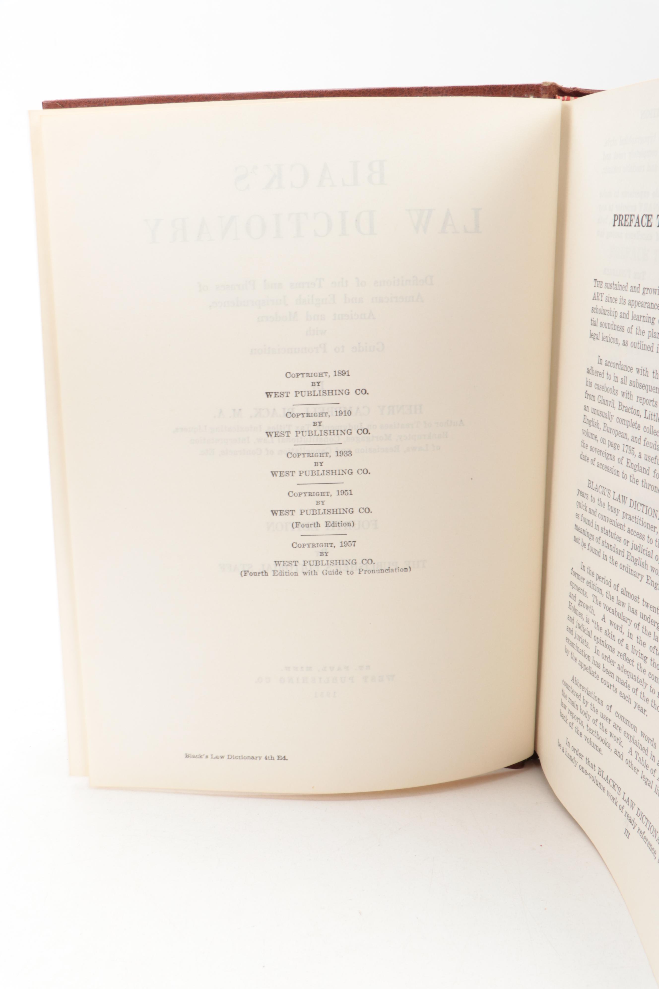 Deluxe Fourth Edition "Black's Law Dictionary," 1951