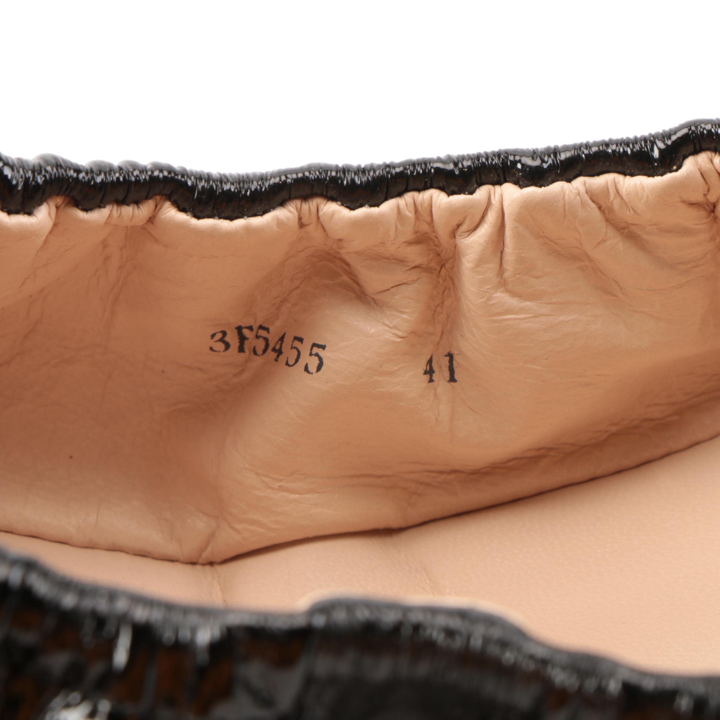 Prada Elastic Ballet Flats in Soft Black Patent Leather with Padded Bow in Box