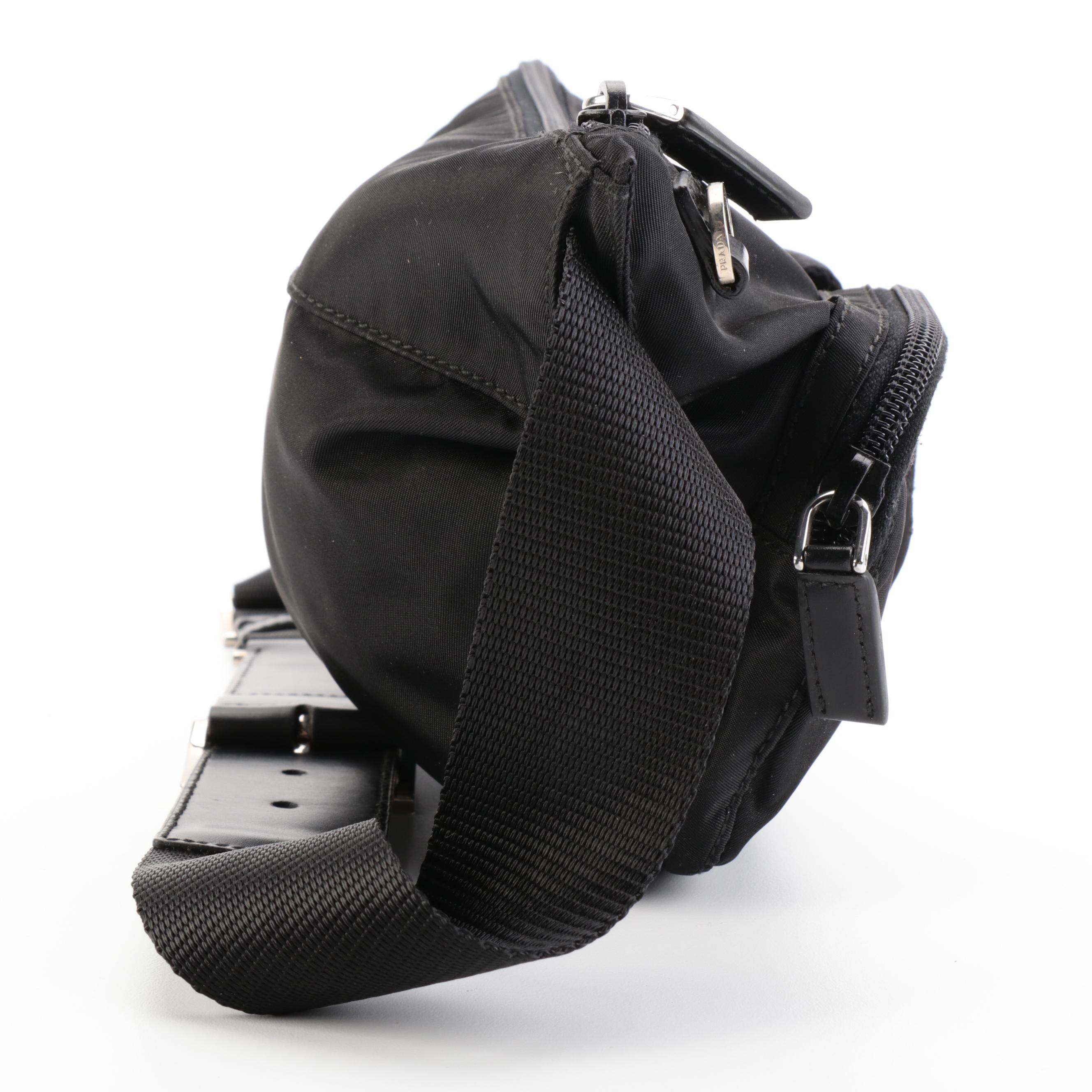 Prada Belt Bag in Black Tessuto Nylon with Smooth Leather Trim