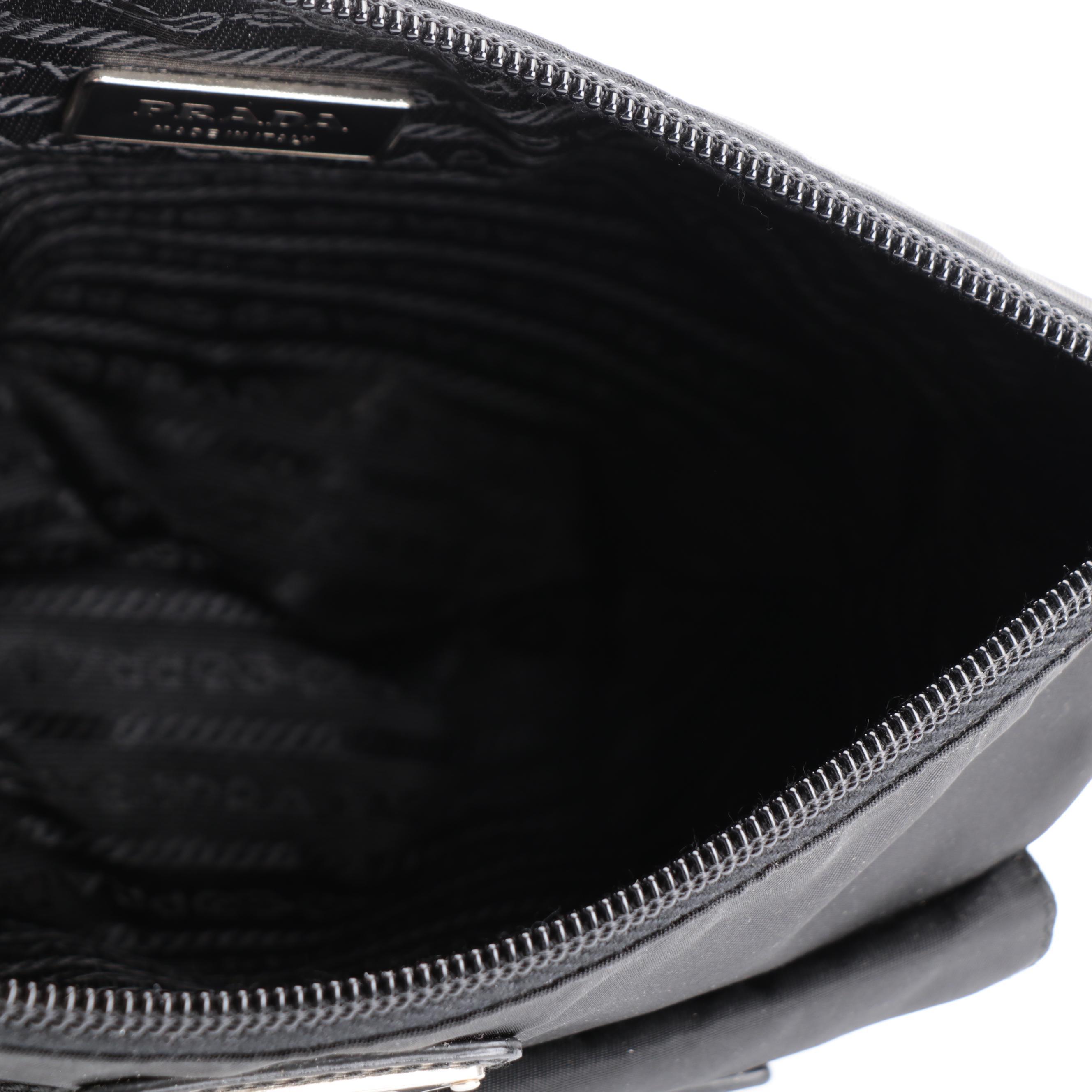 Prada Belt Bag in Black Tessuto Nylon with Smooth Leather Trim