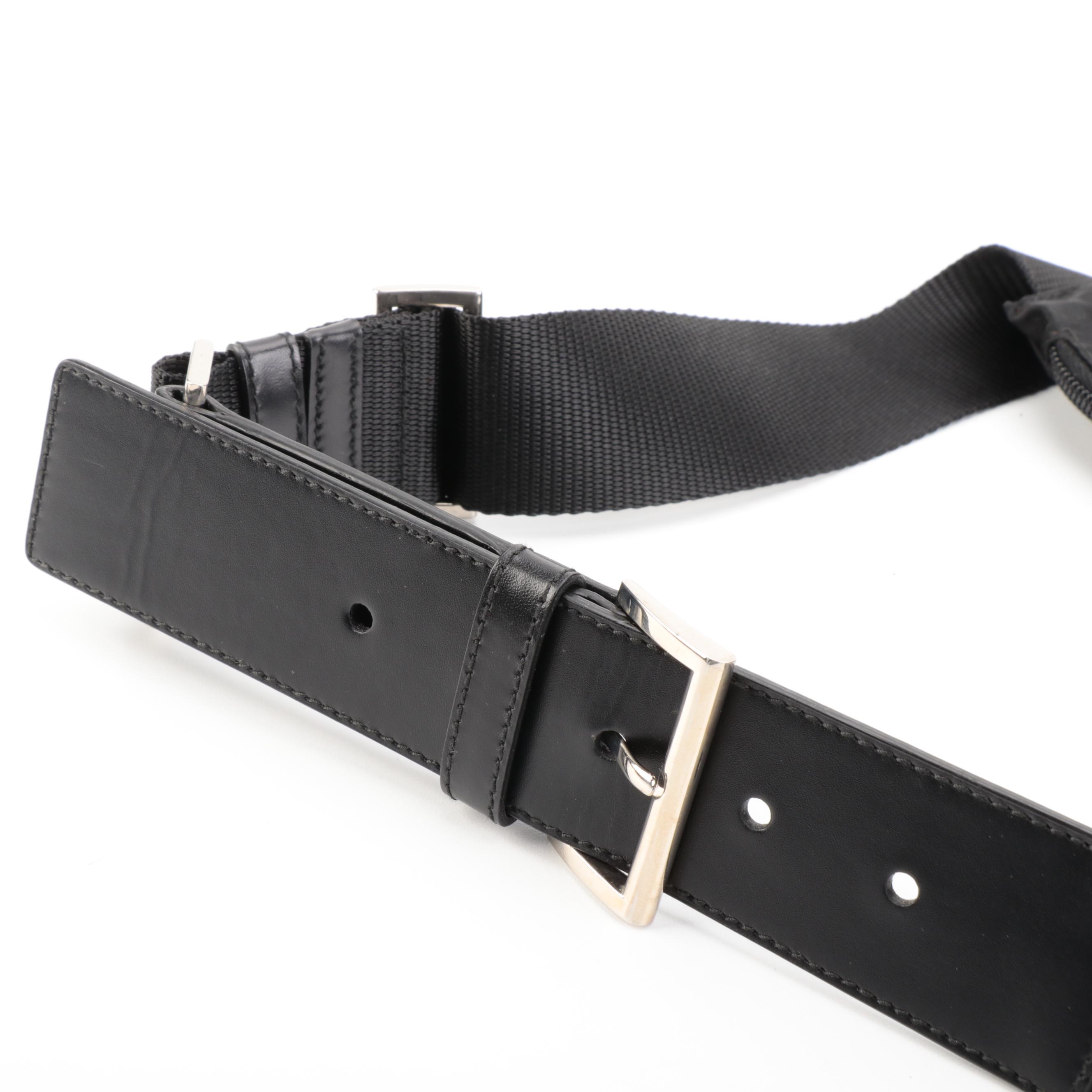 Prada Belt Bag in Black Tessuto Nylon with Smooth Leather Trim