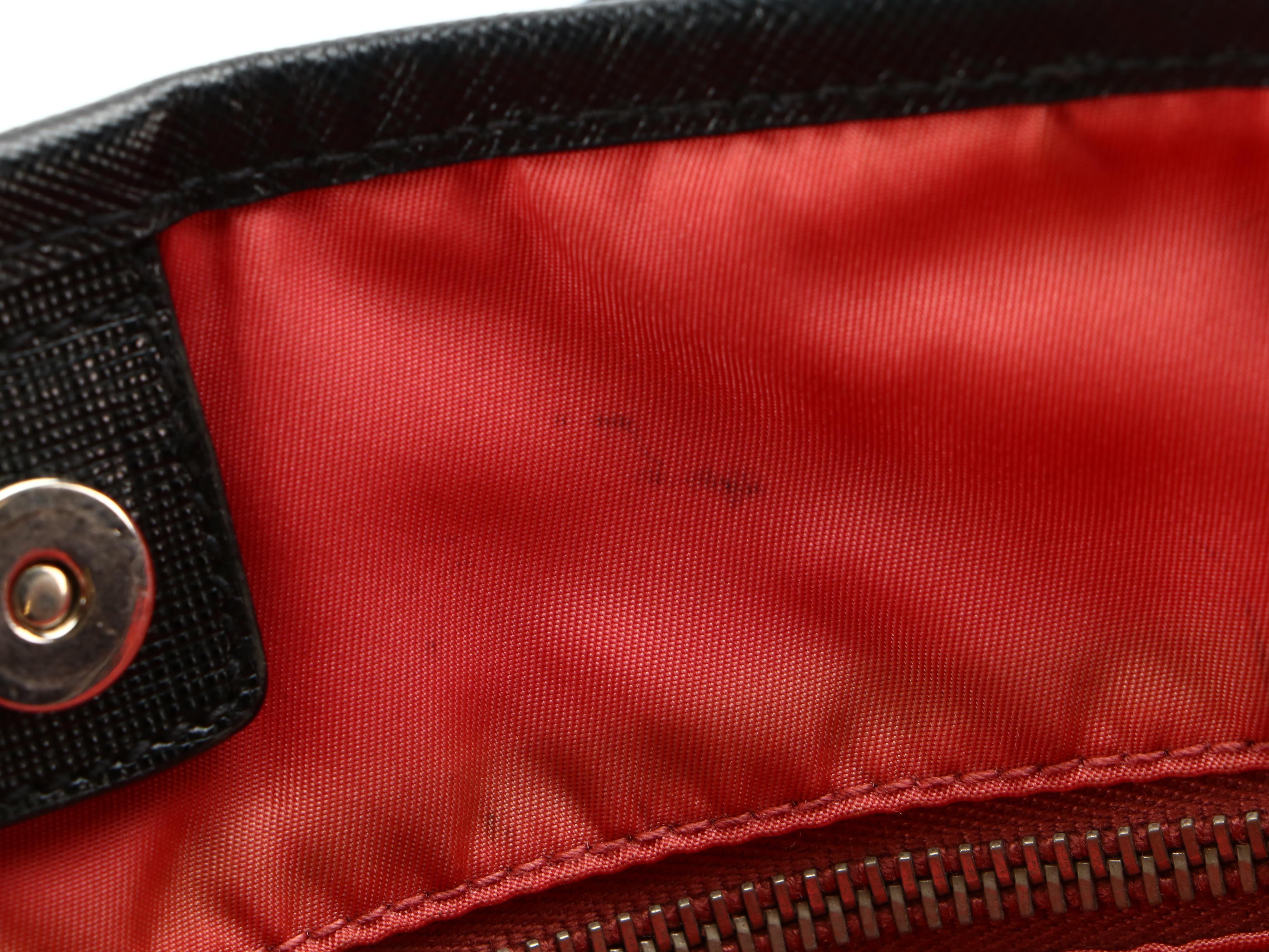 Prada Shopper Tote Bag in Black Nylon Tessuto and Saffiano Leather Trim