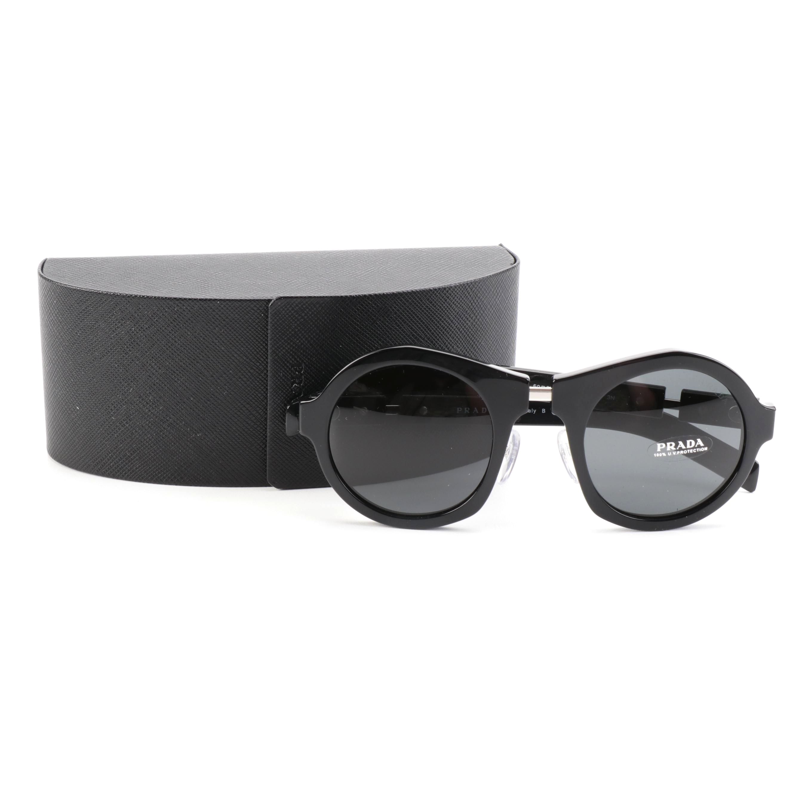 Prada SPR 10X Geometric Black Sunglasses with Case