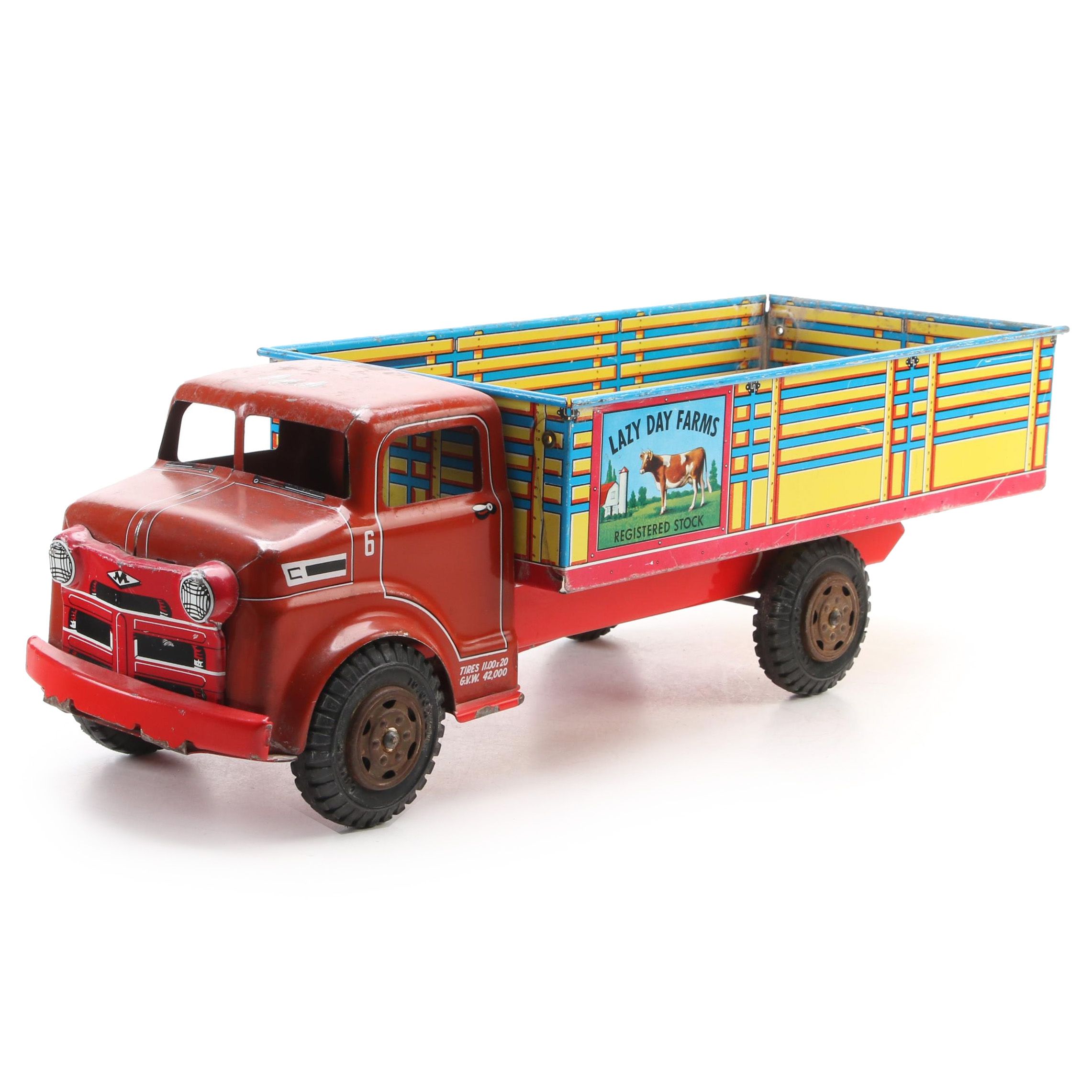 Marx Toys Tin Litho Lazy Day Farms Toy Milk Truck, Mid-20th Century