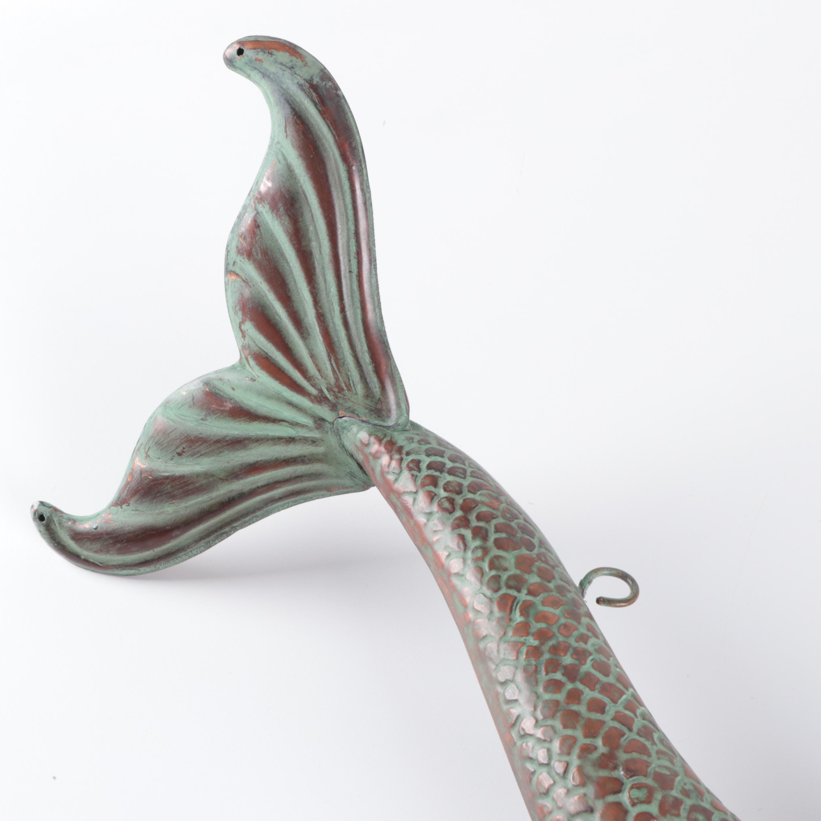 Copper and Metal Figural Mermaid Hanging Sign