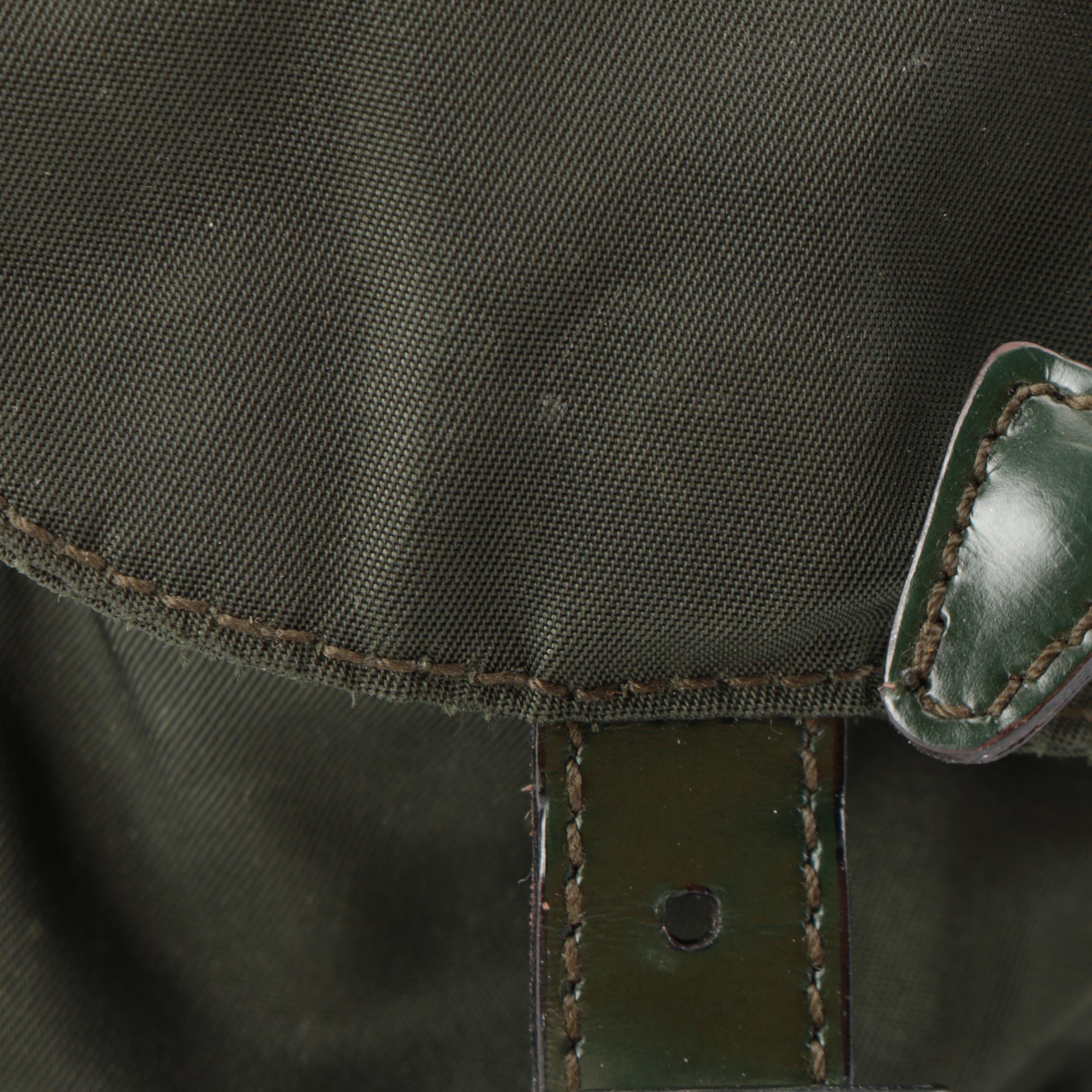 Prada Small Backpack in Green Tessuto Nylon and Smooth Leather