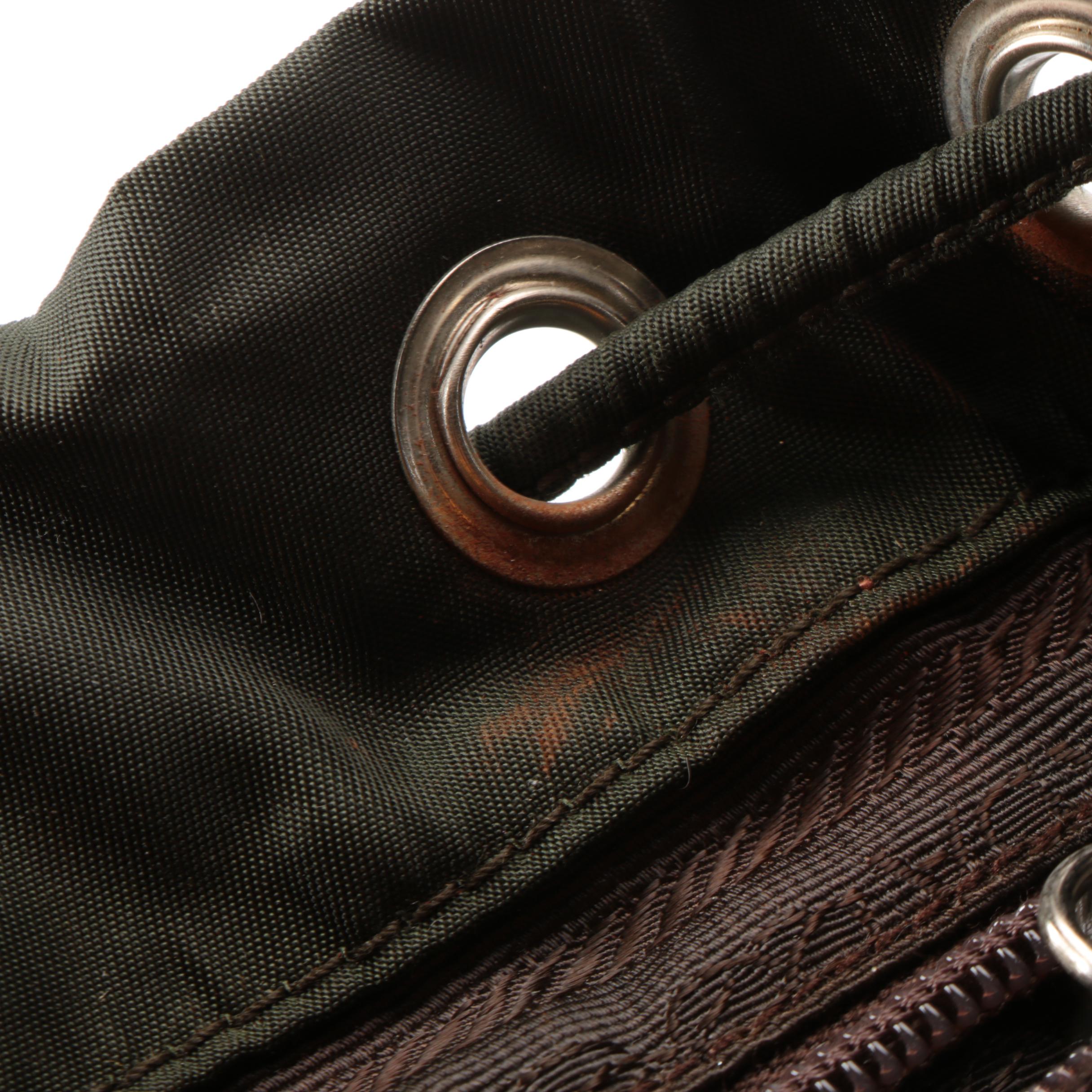 Prada Small Backpack in Green Tessuto Nylon and Smooth Leather