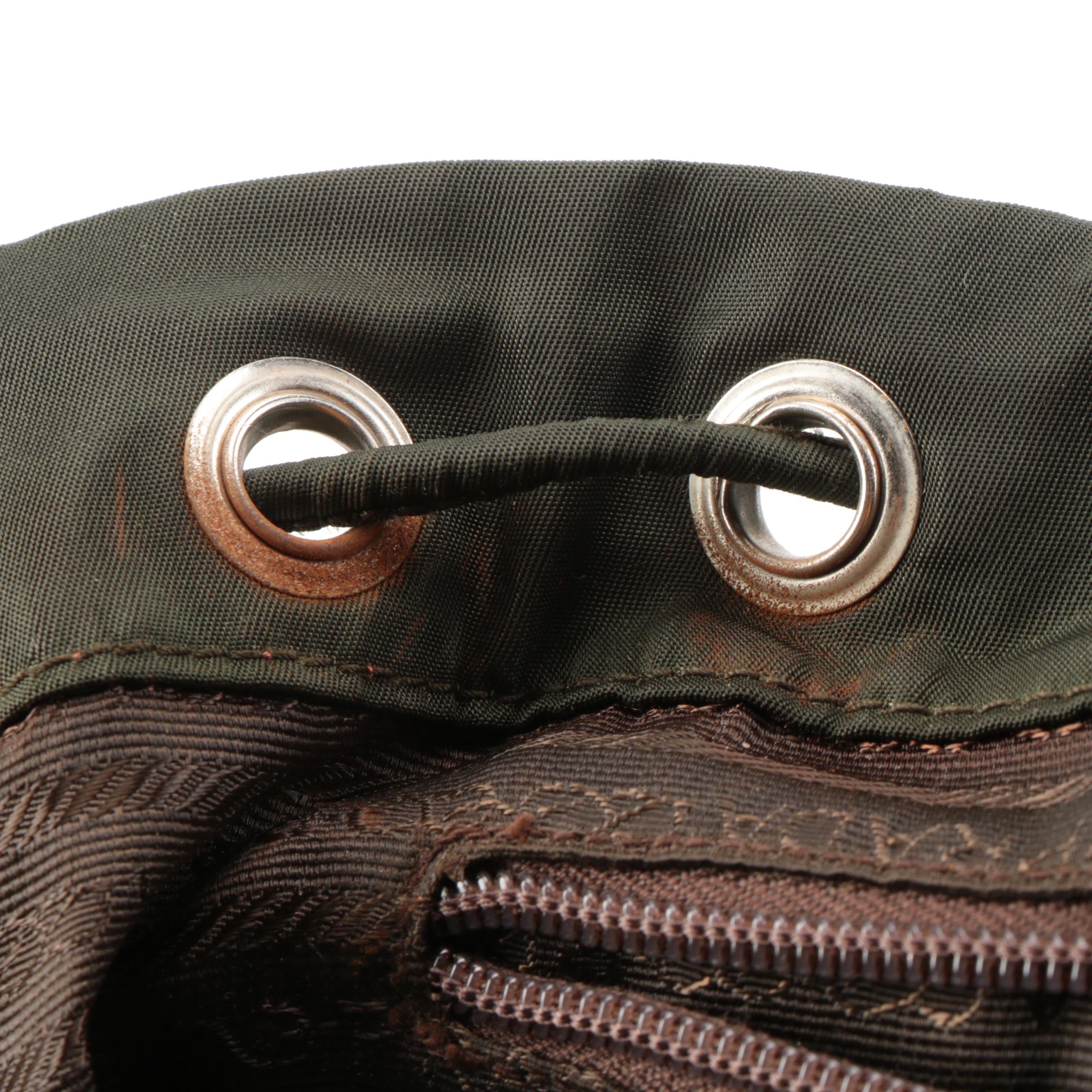 Prada Small Backpack in Green Tessuto Nylon and Smooth Leather