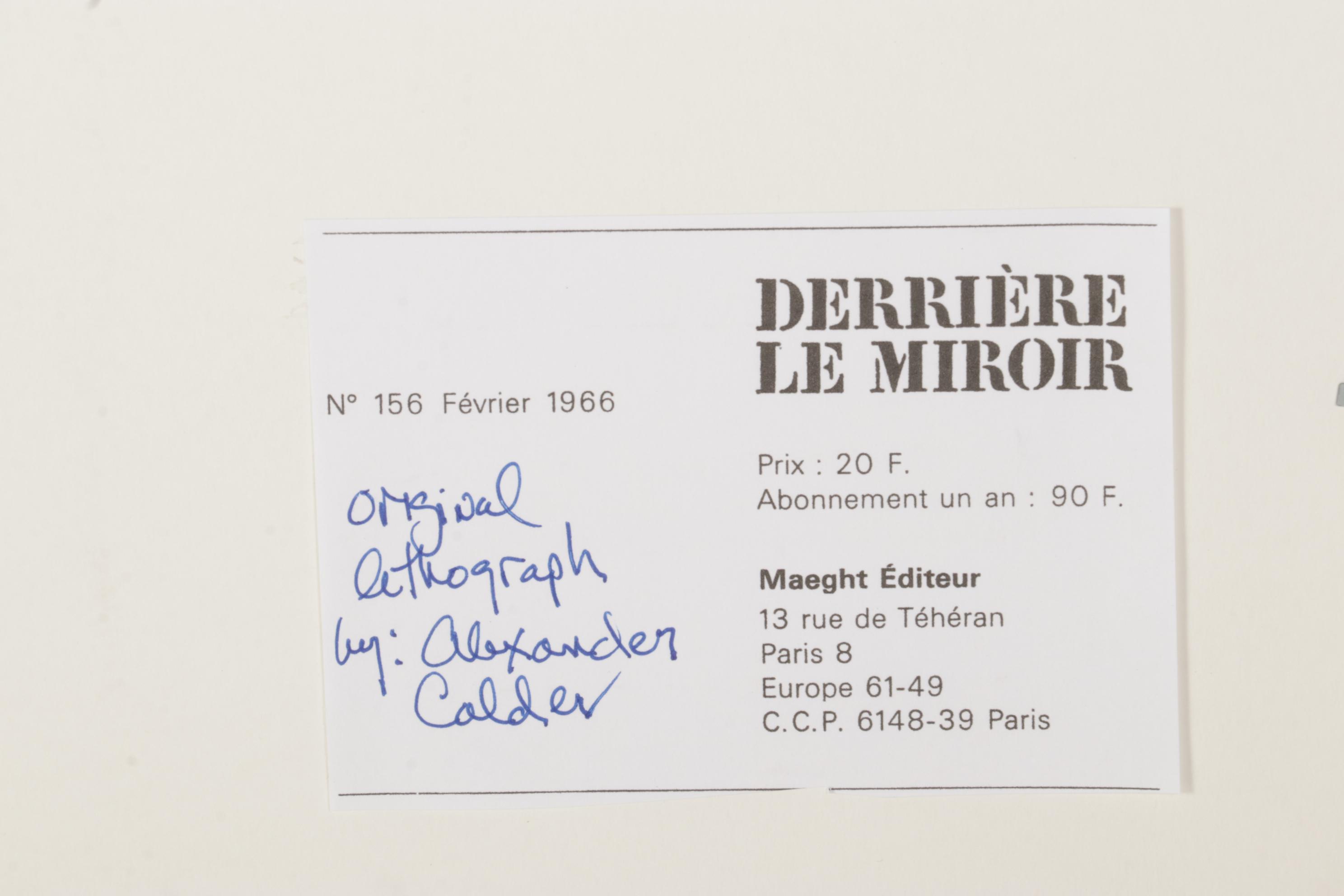 Alexander Calder Double-Page Color Lithograph for "Derrière le Miroir," 1966