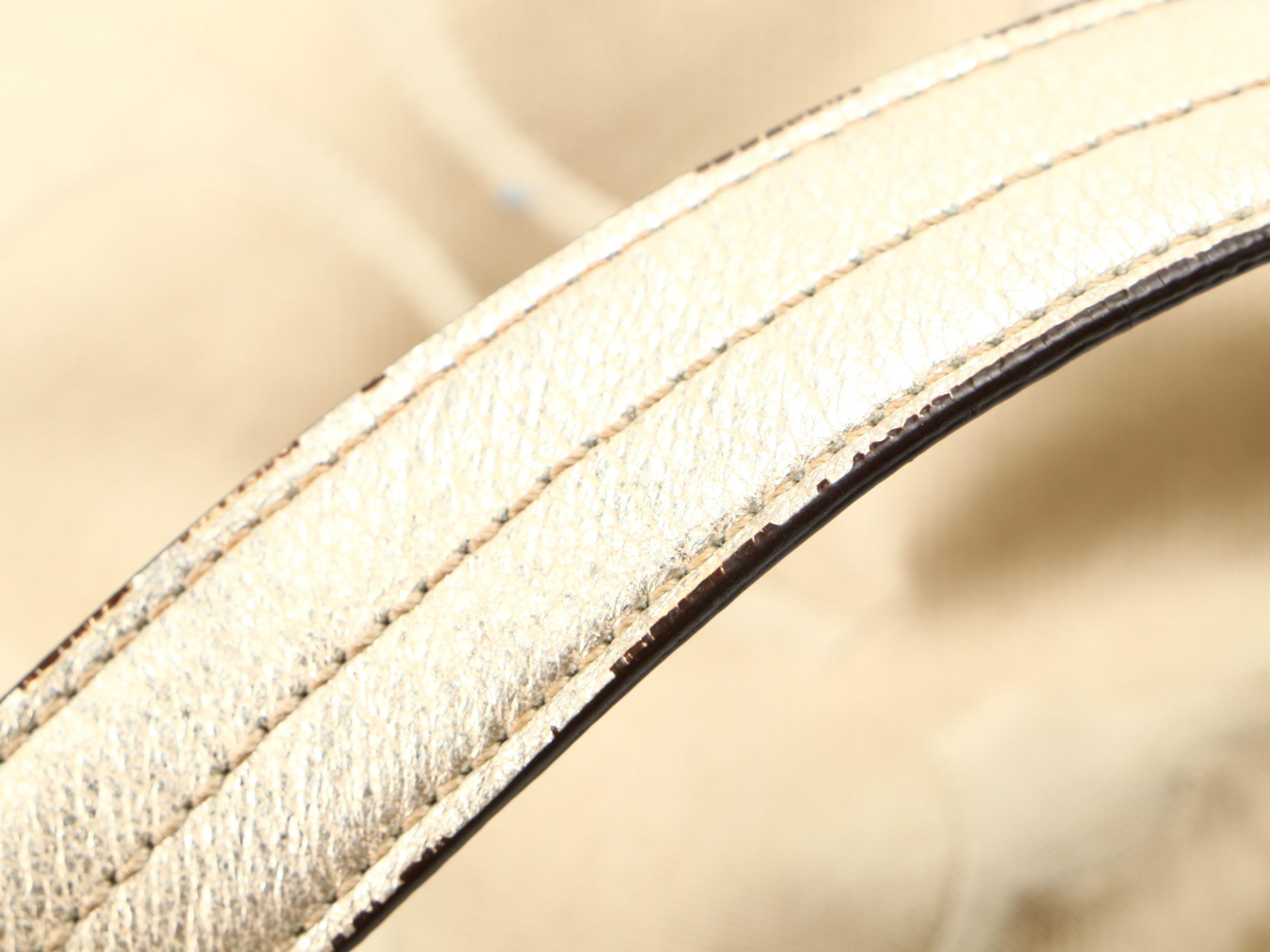 Coach Collette 16408 Hobo Bag in Signature Sateen Canvas and Metallic Leather