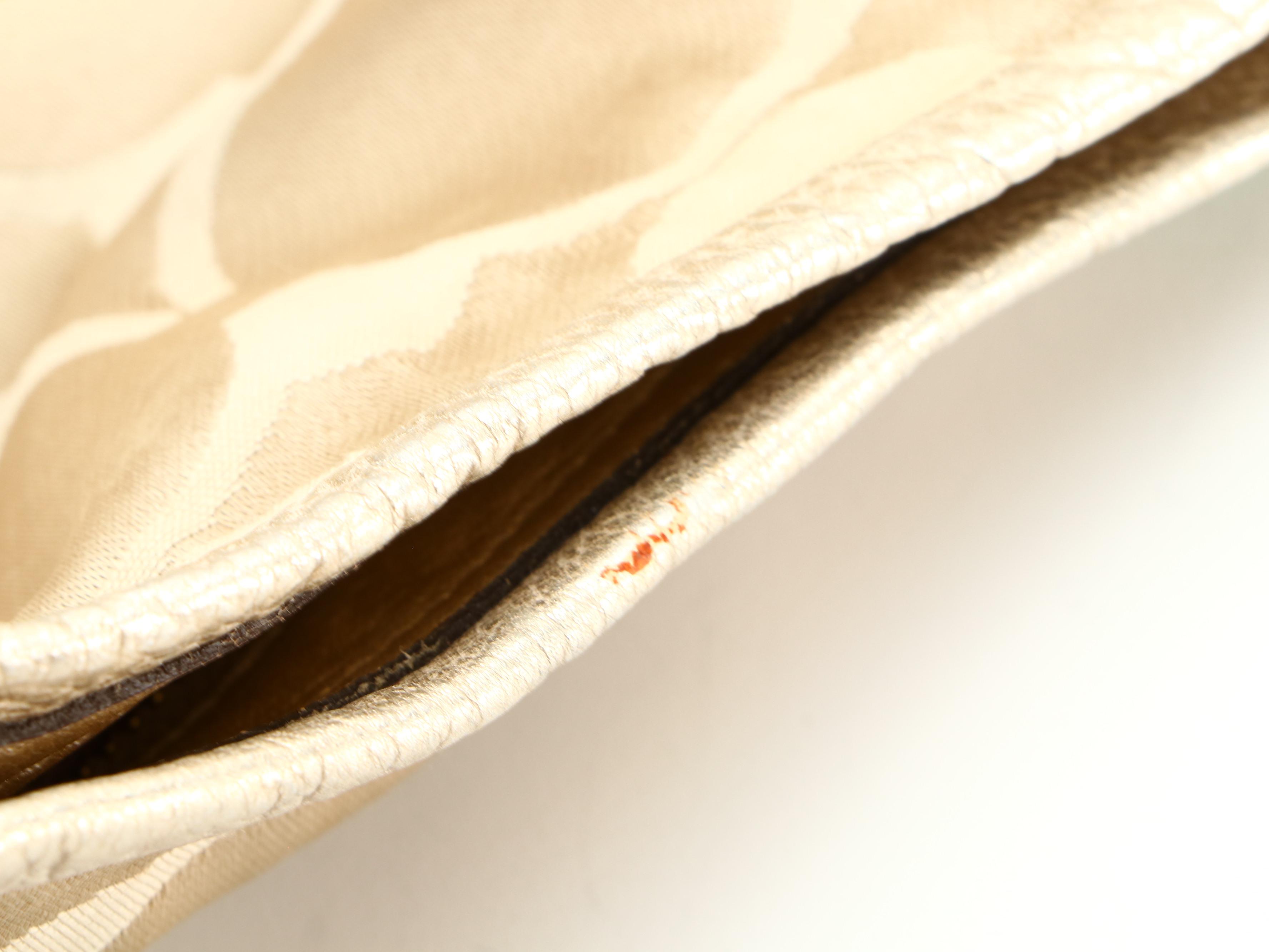 Coach Collette 16408 Hobo Bag in Signature Sateen Canvas and Metallic Leather