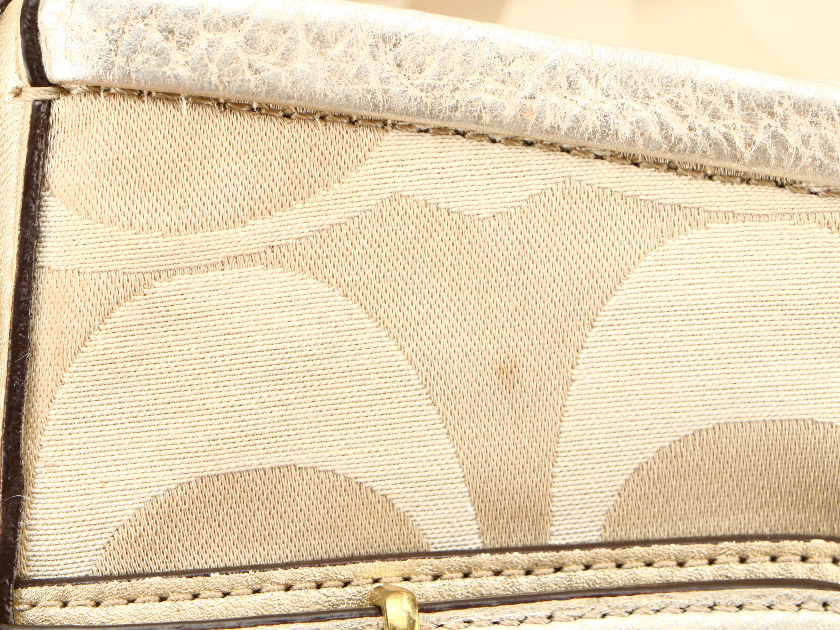 Coach Collette 16408 Hobo Bag in Signature Sateen Canvas and Metallic Leather