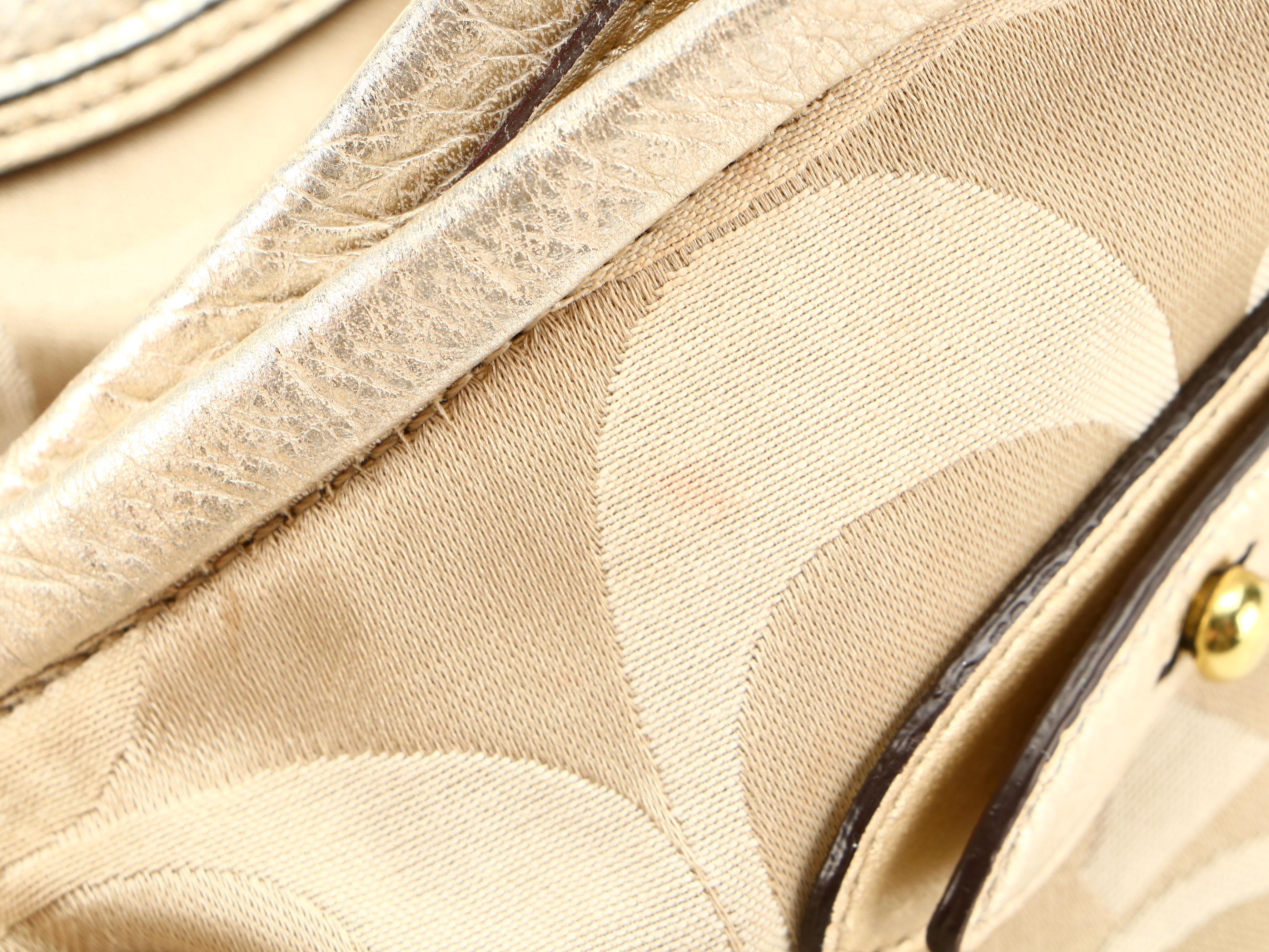 Coach Collette 16408 Hobo Bag in Signature Sateen Canvas and Metallic Leather