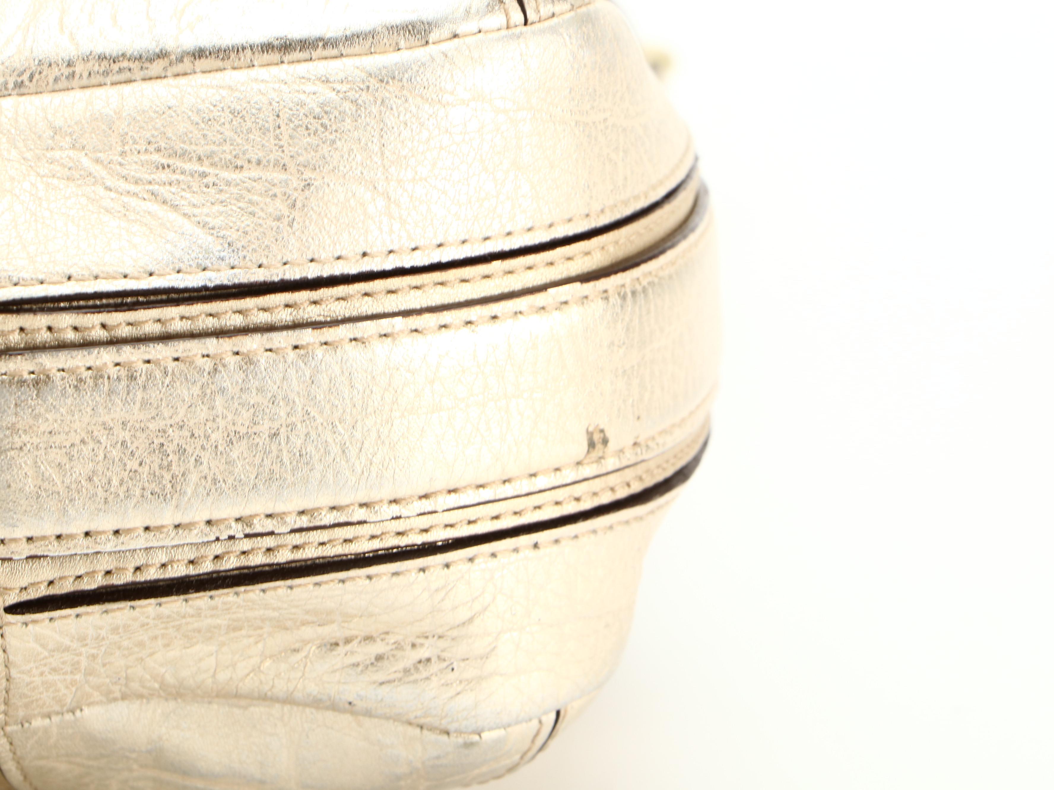 Coach Collette 16408 Hobo Bag in Signature Sateen Canvas and Metallic Leather