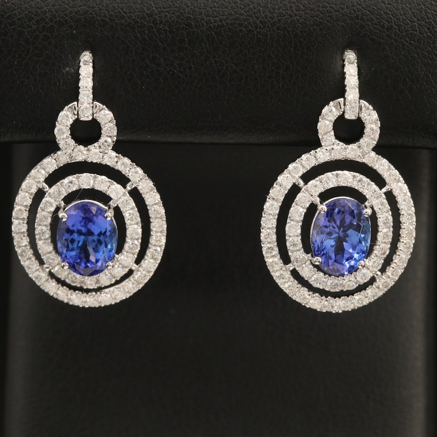 14K Tanzanite and 1.69 CTW Diamond Concentric Earrings