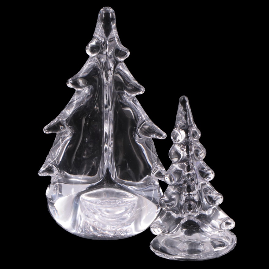 Simon Pearce "Vermont Evergreen" Handcrafted Glass Figurines