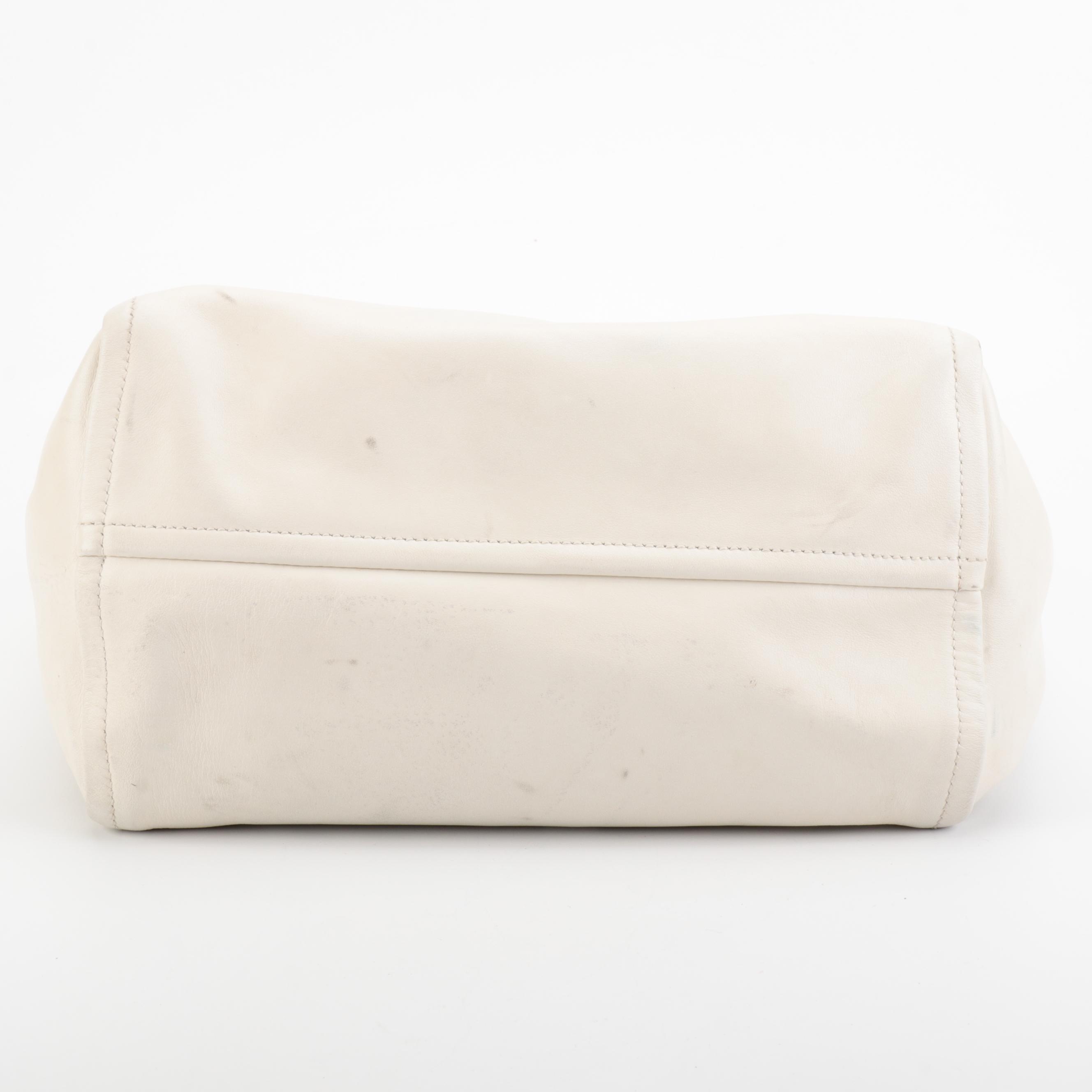 Prada Shoulder Tote Bag Adjustable Straps in White Leather with Detachable Pouch