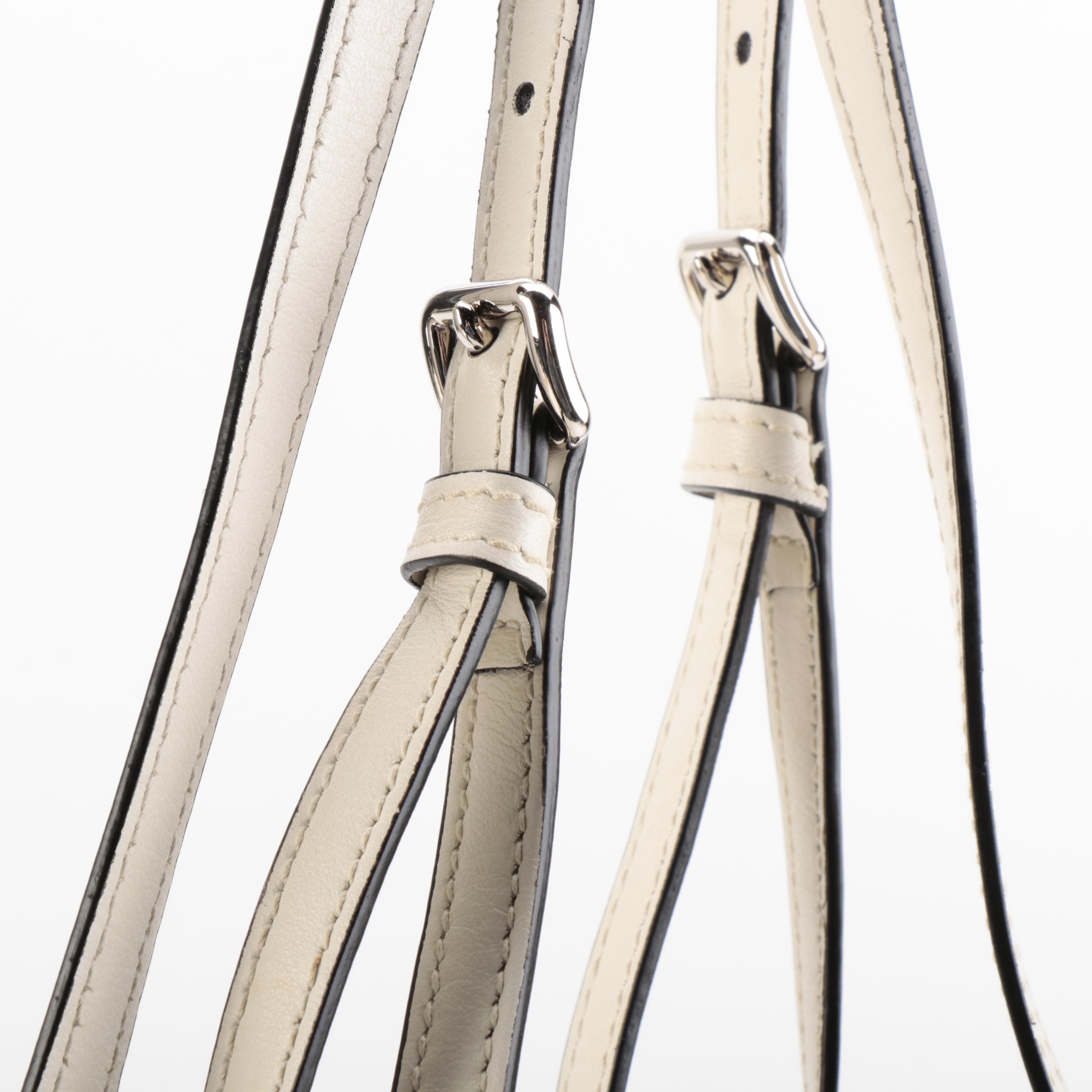 Prada Shoulder Tote Bag Adjustable Straps in White Leather with Detachable Pouch