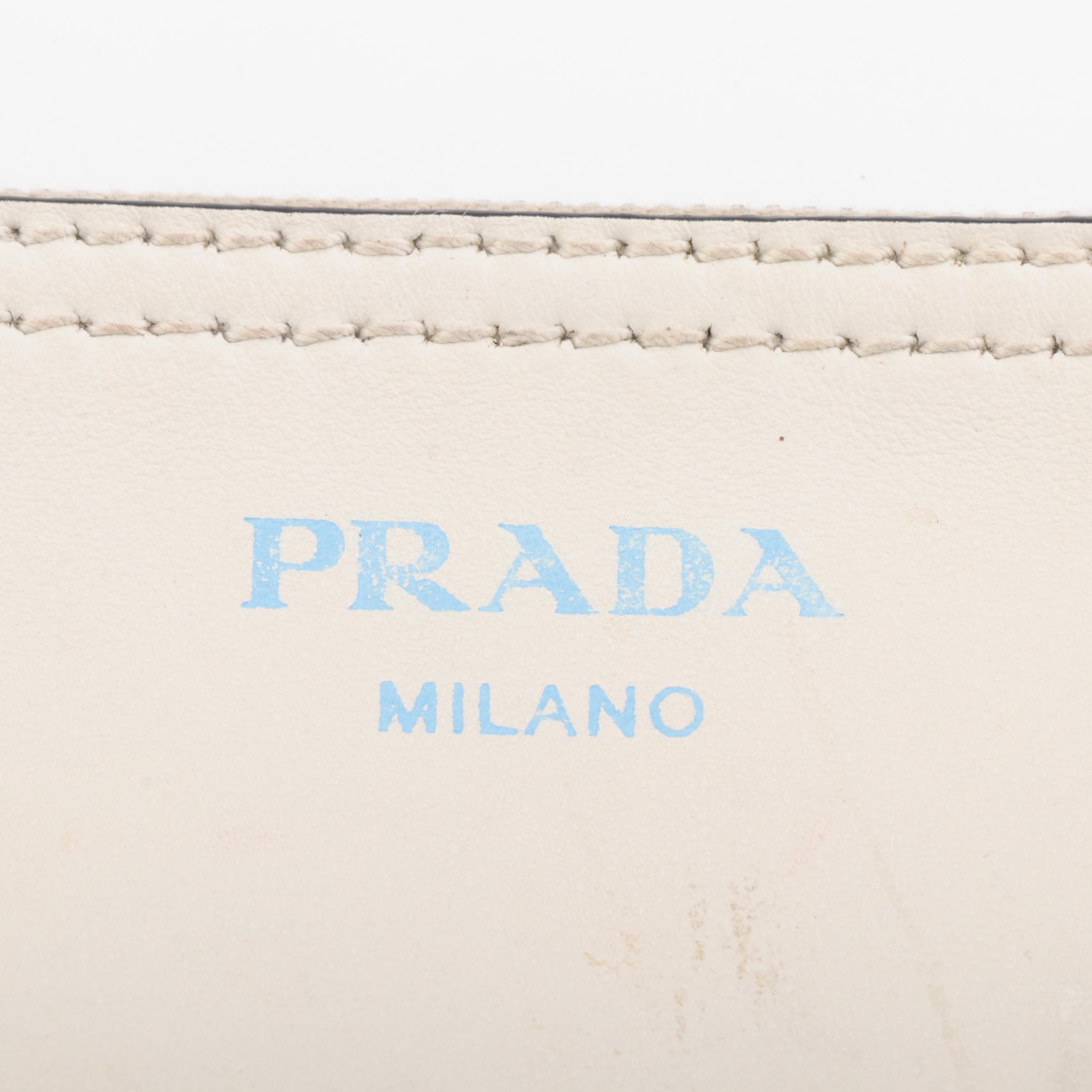 Prada Shoulder Tote Bag Adjustable Straps in White Leather with Detachable Pouch