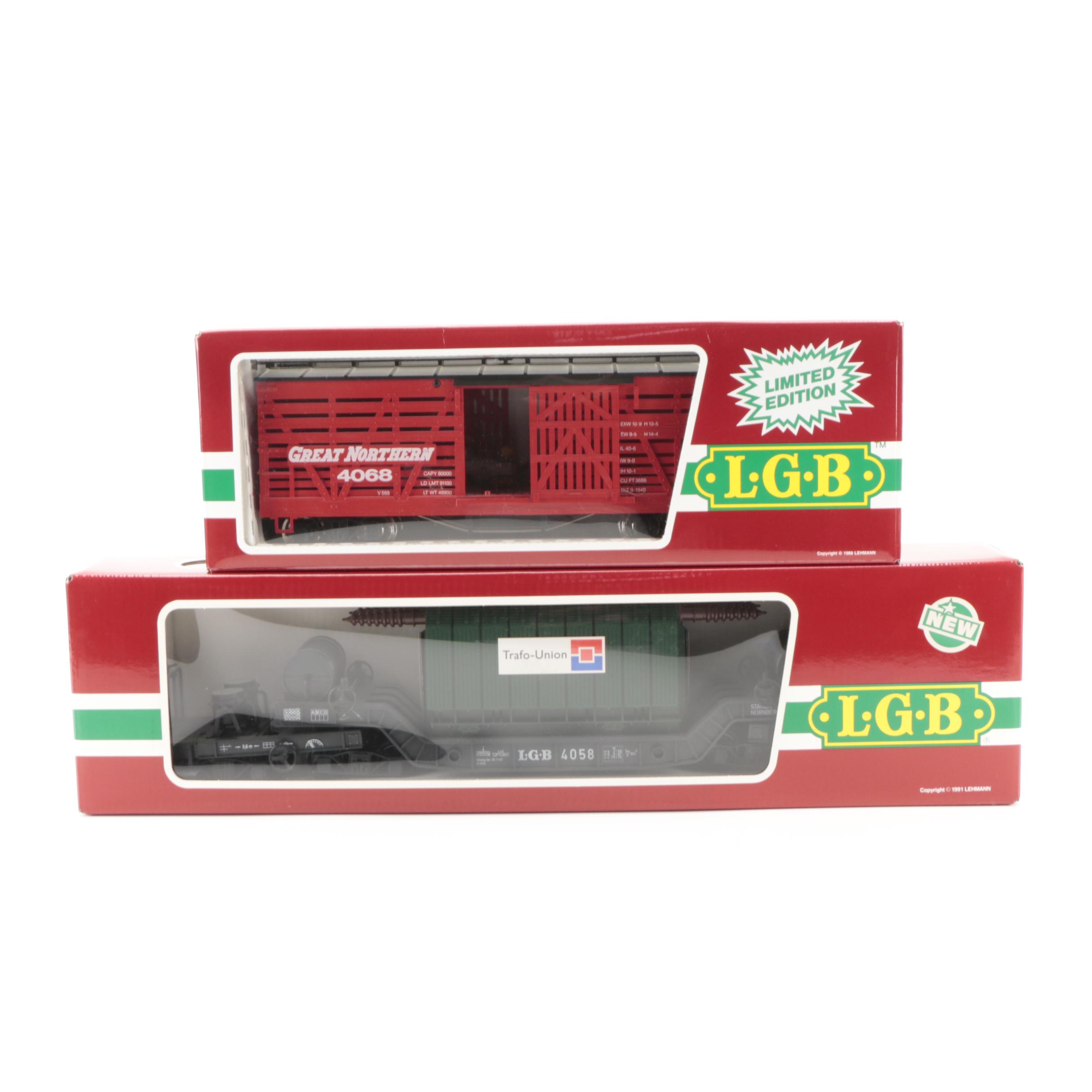 Lehmann-Gross-Bahn G Scale Model Railroad Flat Car, Great Northern Freight Car