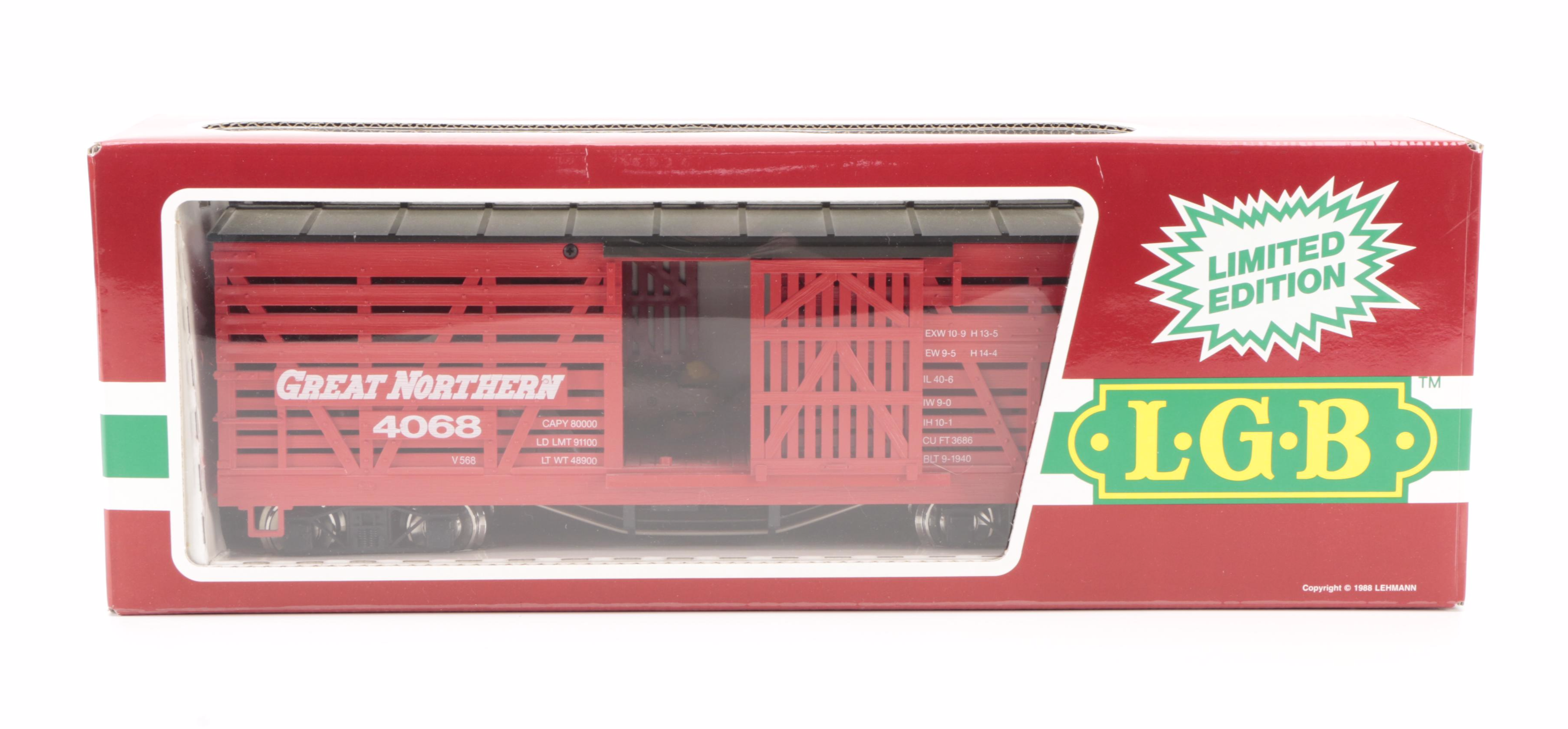 Lehmann-Gross-Bahn G Scale Model Railroad Flat Car, Great Northern Freight Car