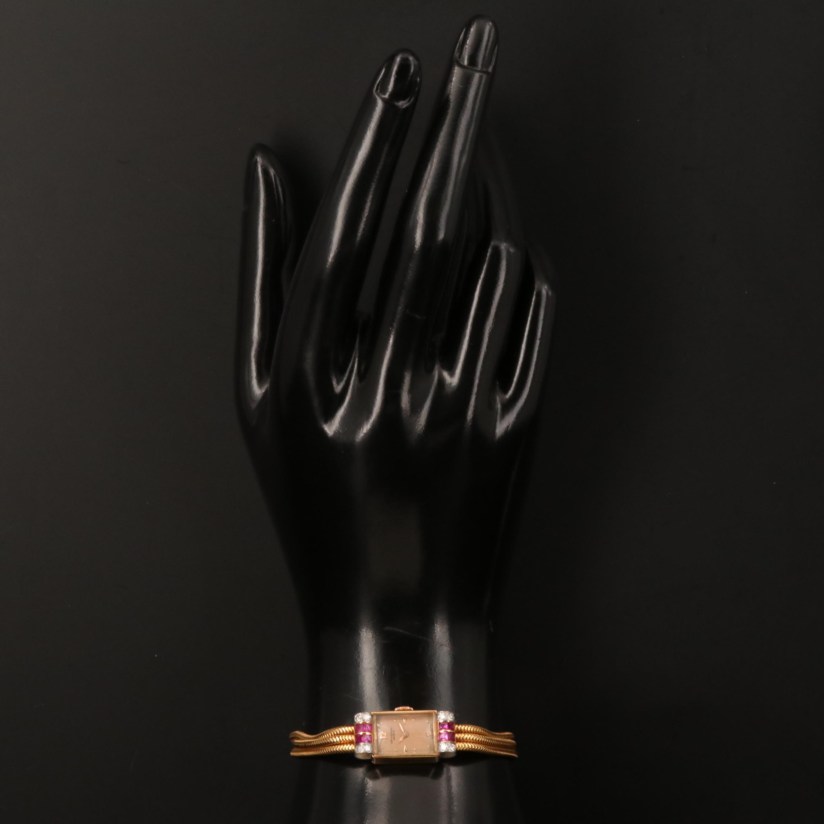 18K Universal Geneve Diamond and Ruby Watch