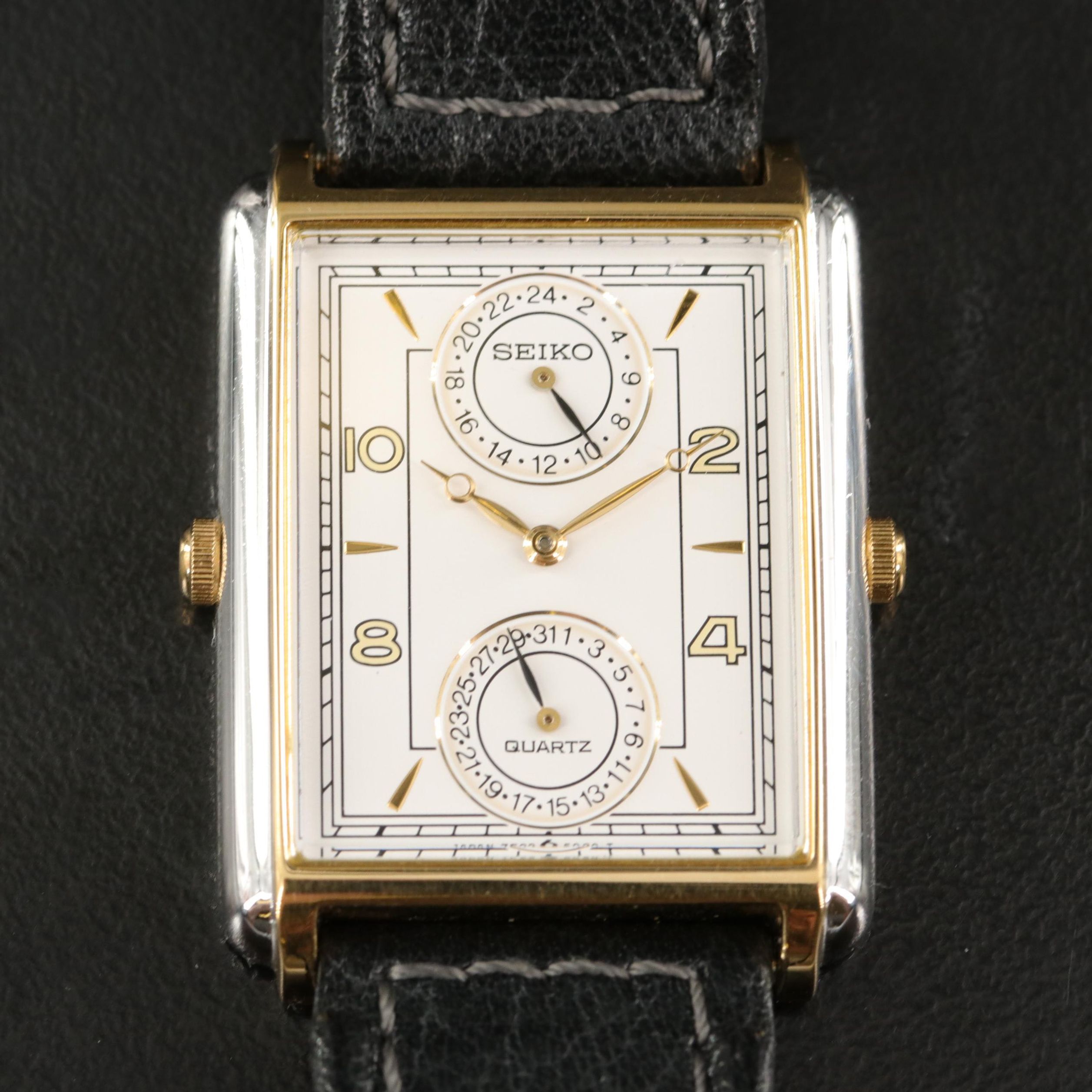 Vintage Seiko 7F22-5019 Dual Time Two Tone Quartz Watch