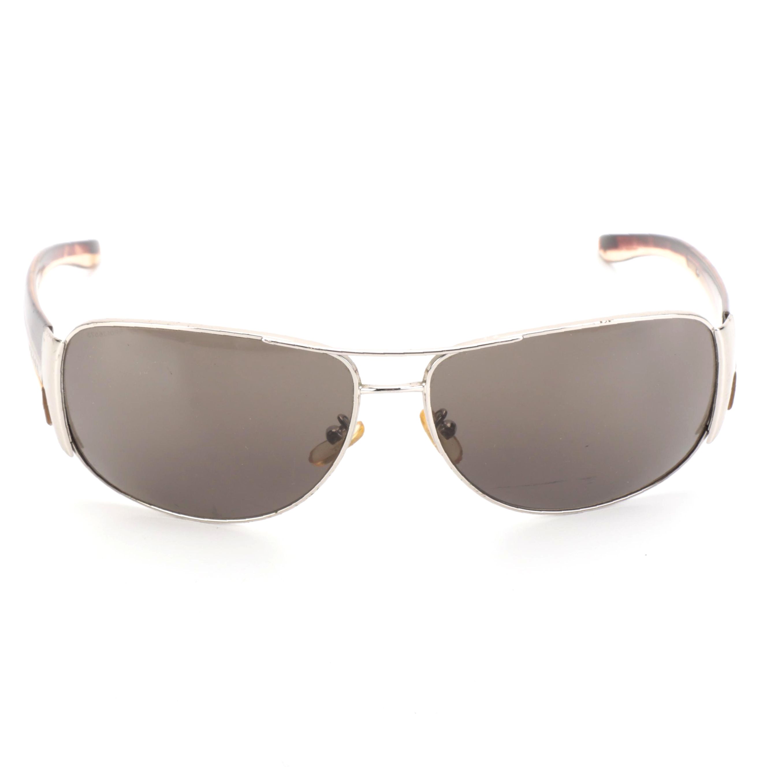 Prada SPR75G Metal and Havana Frame Dark Grey Lens Sunglasses
