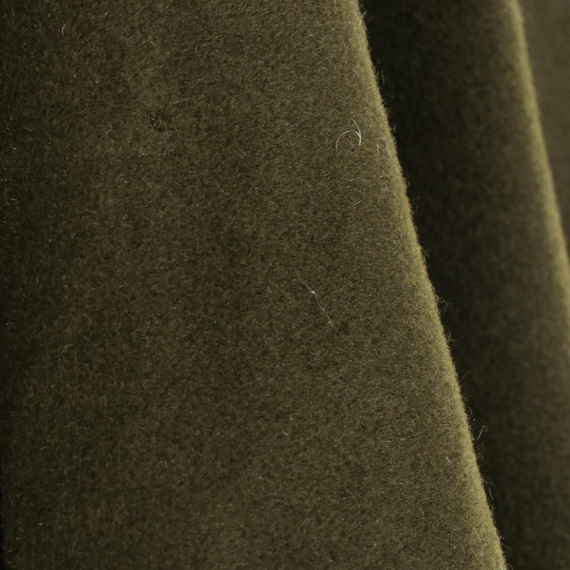 St. John Coats Olive Green Wool Cape With Fox Fur Trim