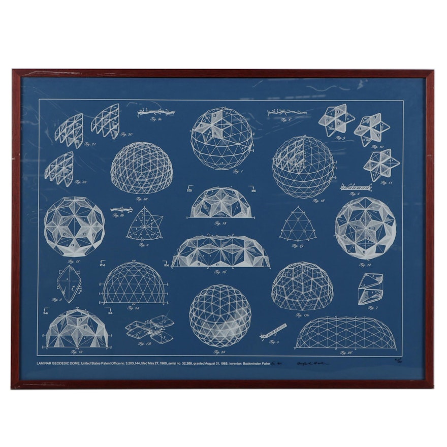 Buckminster Fuller Serigraph "Laminar Geodesic Dome," 1981