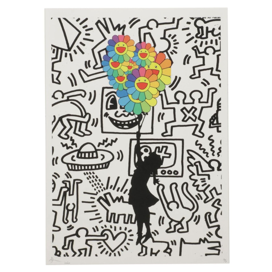 Death NYC Pop Art Graphic Print Homage to Banksy and Keith Haring, 2020