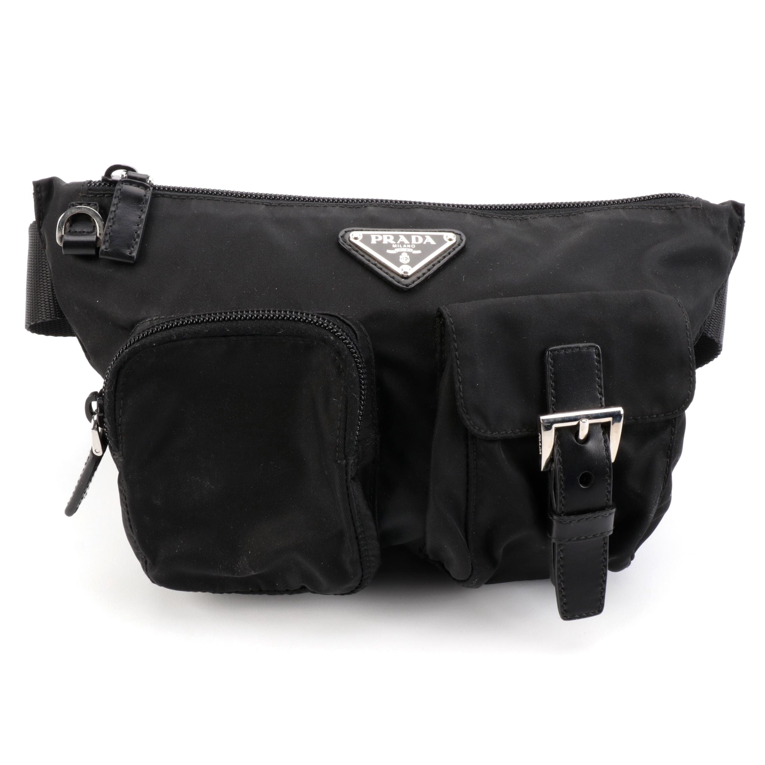 Prada Belt Bag in Black Tessuto Nylon with Smooth Leather Trim